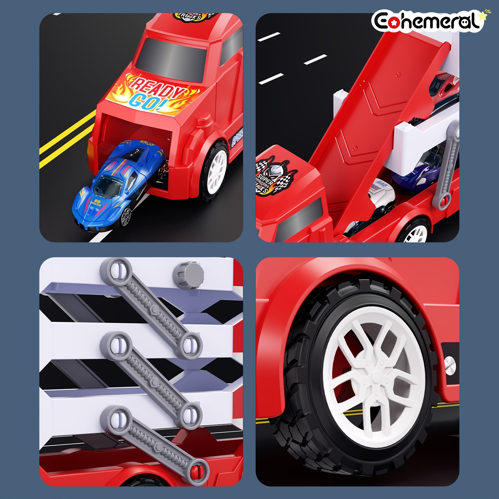 Brandweer Auto met Transformerende Racebaan | Inertiële Mini Auto's & Tracks | Rood Cadeau Speelgoed voor Verjaardag & Kerst | Raceplezier