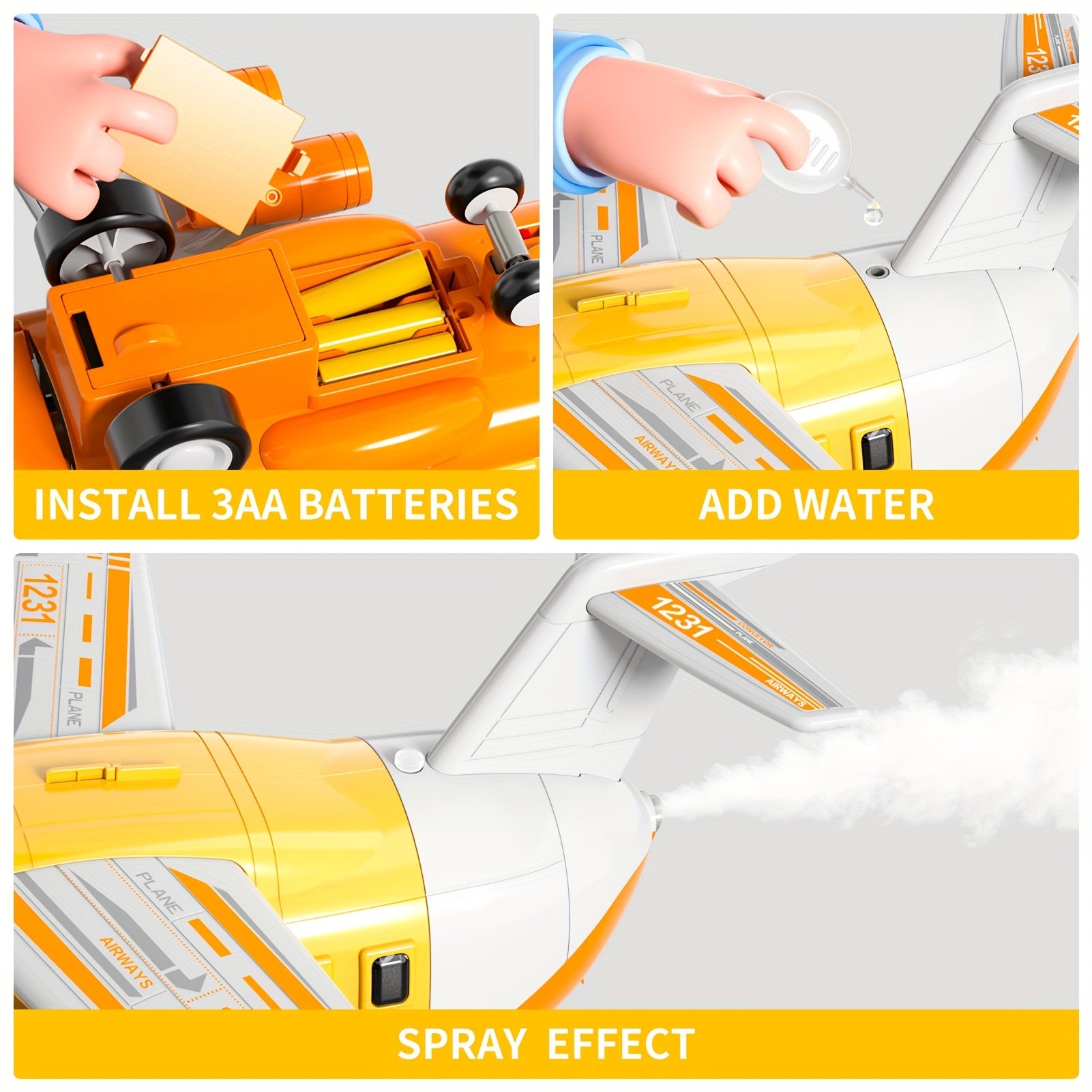 Vliegtuig Speelgoed Voor Kinderen Vanaf 3 Jaar - Groot Transport Vliegtuig met Sprayfunctie en 10 Voertuigauto's - Kerst- en Halloween Cadeau