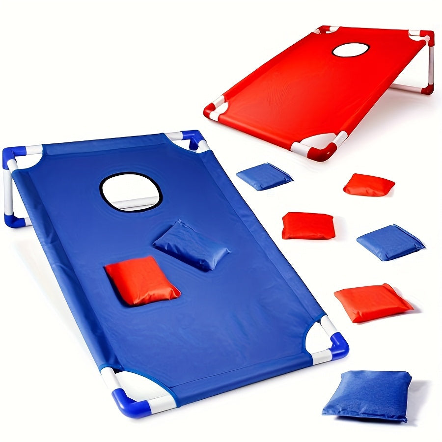 Opvouwbaar Cornhole Spel – 1 Stuks Rood of Blauw Draagbaar Cornhole Game met 6 Bean Bags | Buitenspel voor Feestjes, Camping & Familieplezier, PVC Materiaal