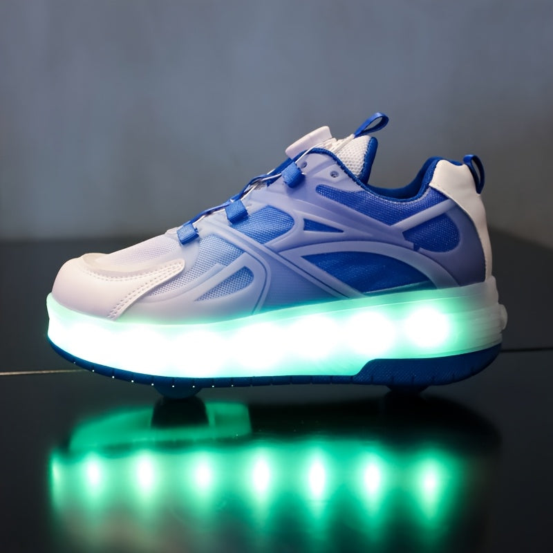 Sneakers met LED-licht | Glow-in-the-Dark Schoenen met USB & Wielen | Verstelbare Roller Schoenen voor Kinderen