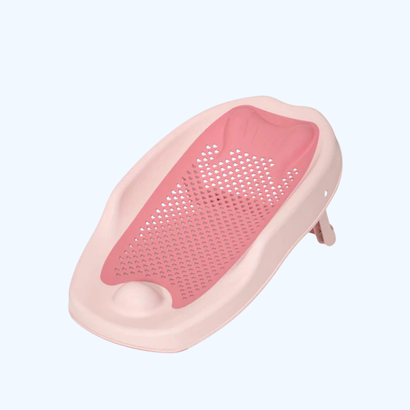 Opvouwbare Anti-Slip Baby Badstoel | Visvormige Badkuipsteun met Veiligheidsbadnet voor 3 tot 6 Jaar