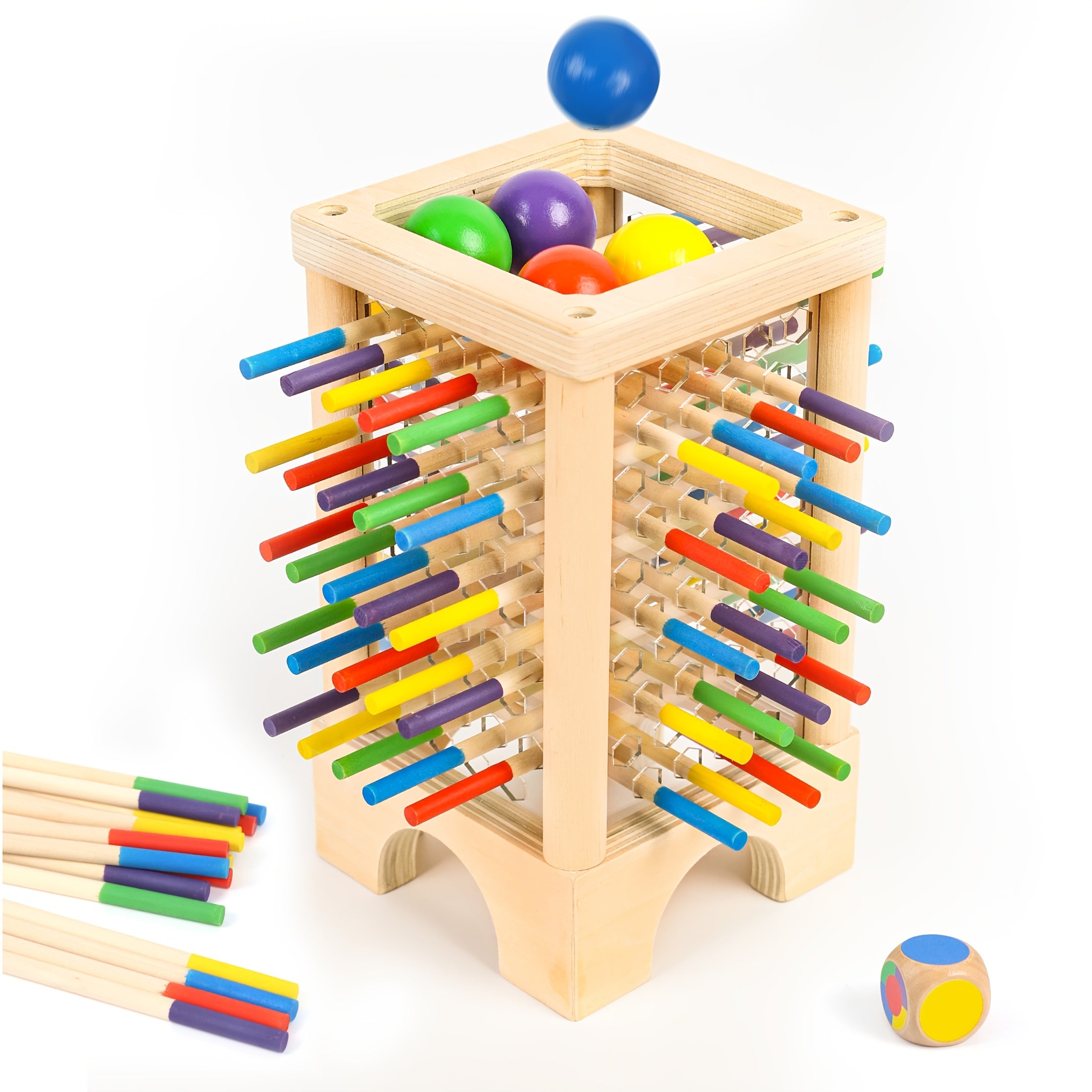 Houten Stok- en Ballenspel | Educatief Strategiespel voor Gezin (3+ Jaar)