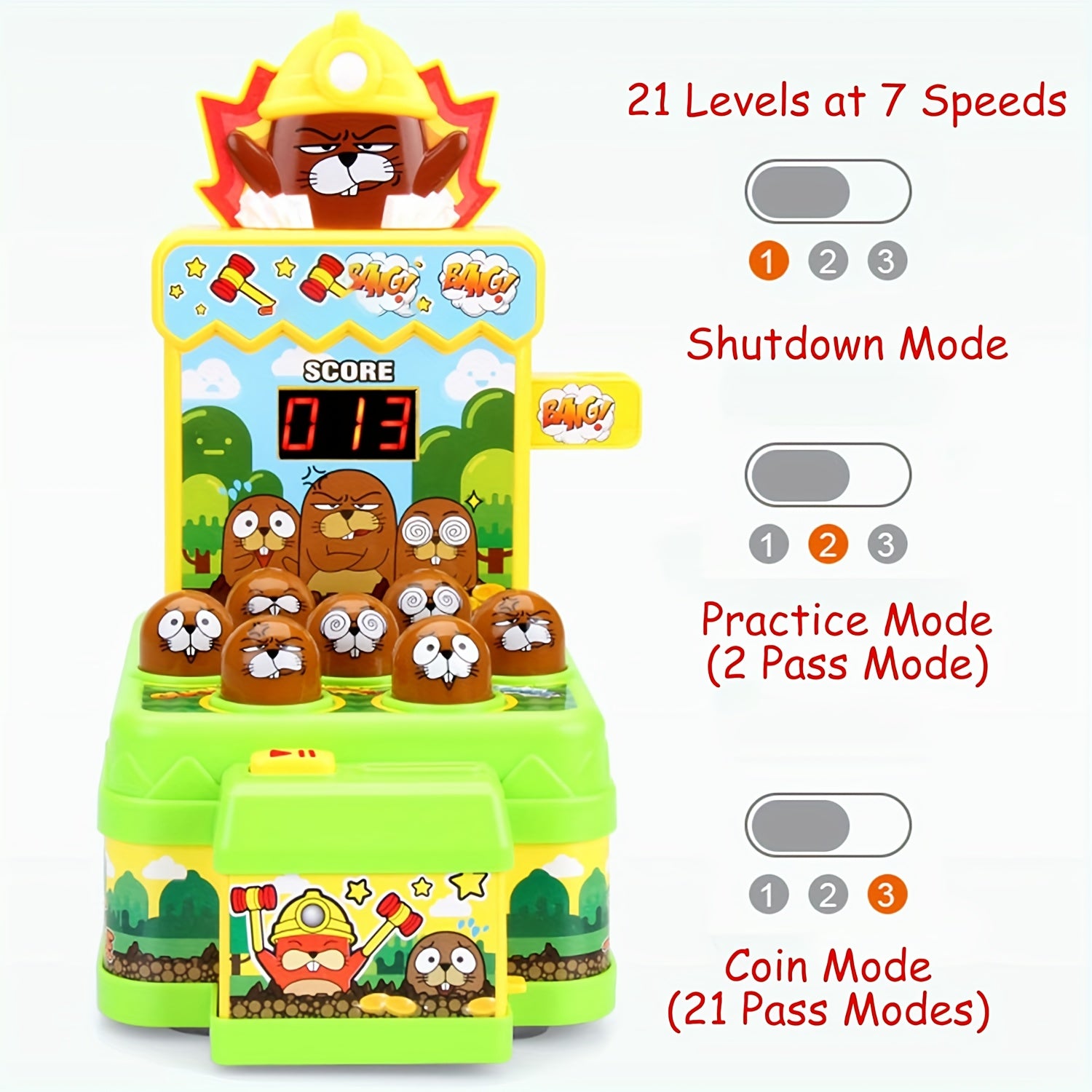 Whack-A-Mole Spel met 2 Hamers | Elektronisch Mini Arcade Speelgoed, Muzikaal Klopspel, Educatief Cadeau voor Kinderen 3-6+ Jaar