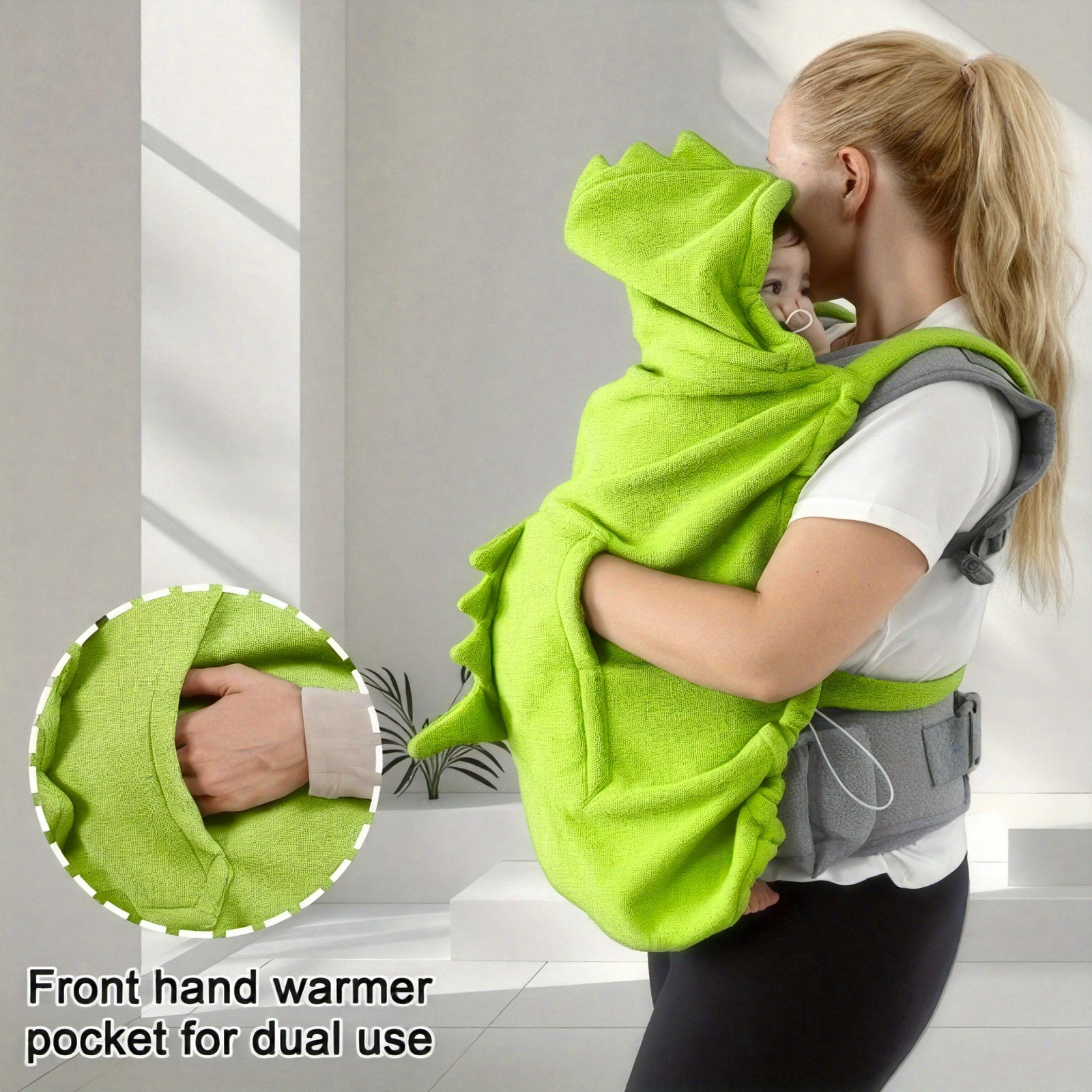 Zachte Draagdoekdeken | Winddicht Dino Ontwerp met Handverwarmzak en Lichtgewicht Stof