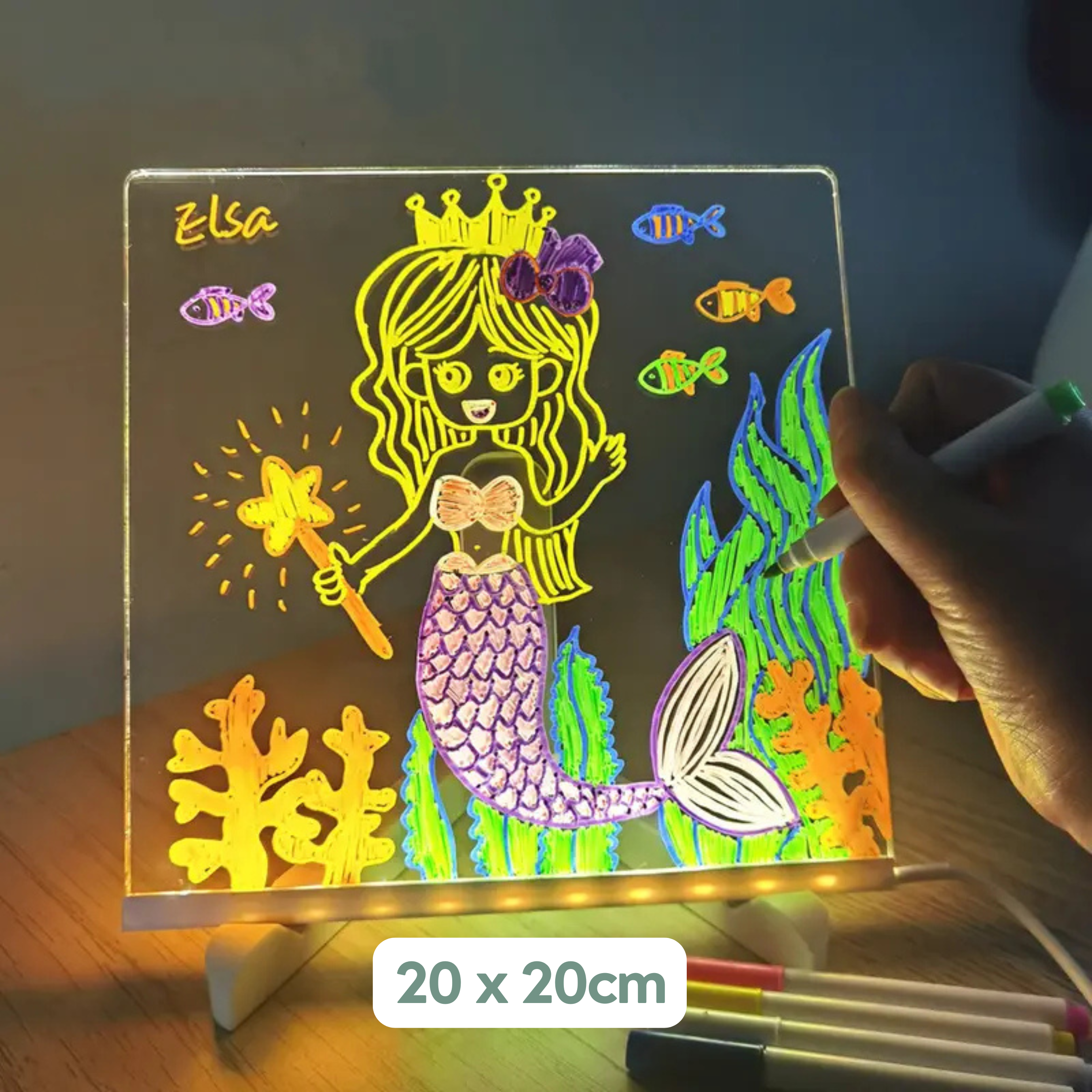 GlowBoard voor Kinderen LED-oplichtend tekenbord met gloeiende stiften | Creatief, gemakkelijk schoon te maken en herbruikbaar