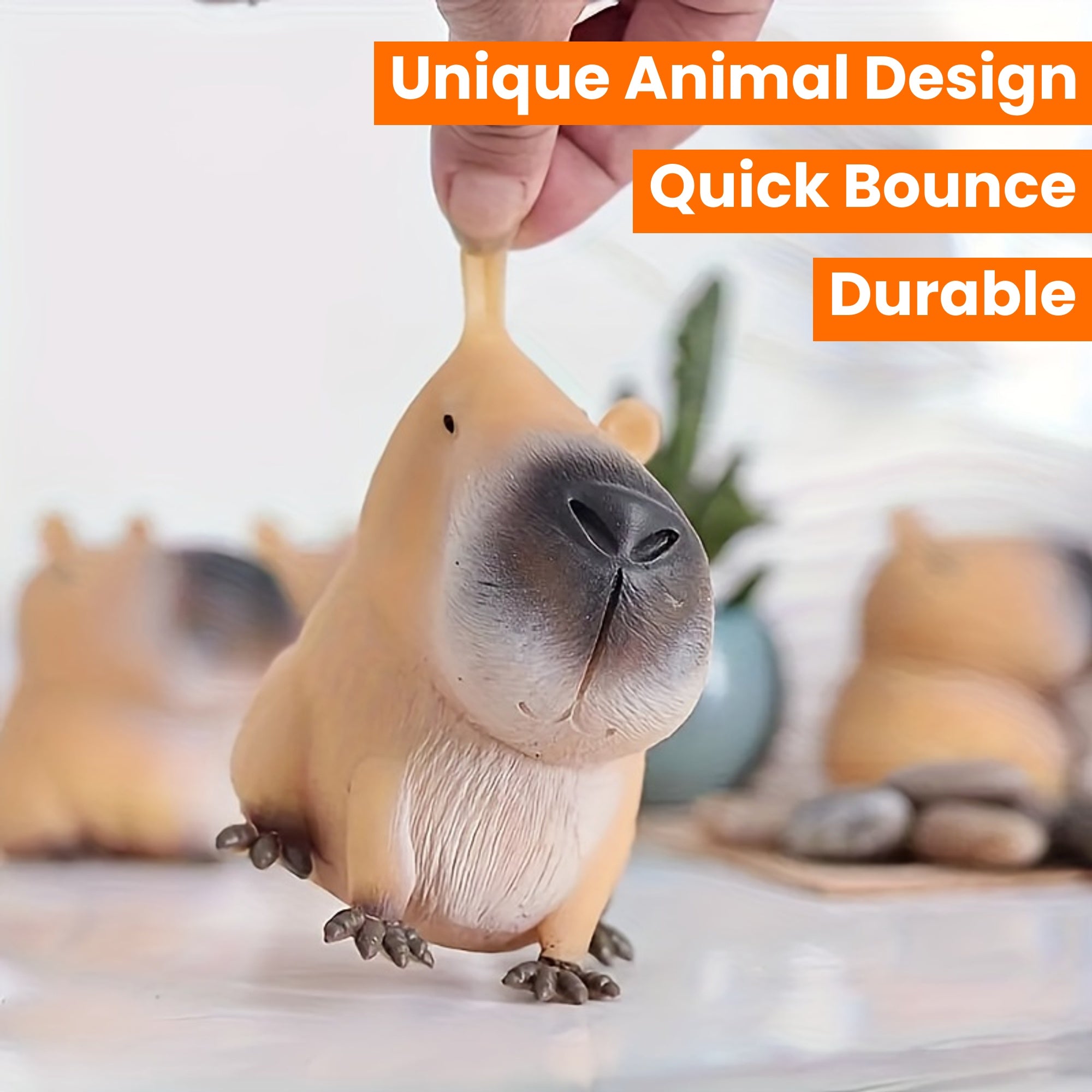 1x Capybara Rubber Speelgoed | Squeeze Bounce Toy | Duurzaam & Uniek | Feestje & Cadeautip voor Halloween/Kerst
