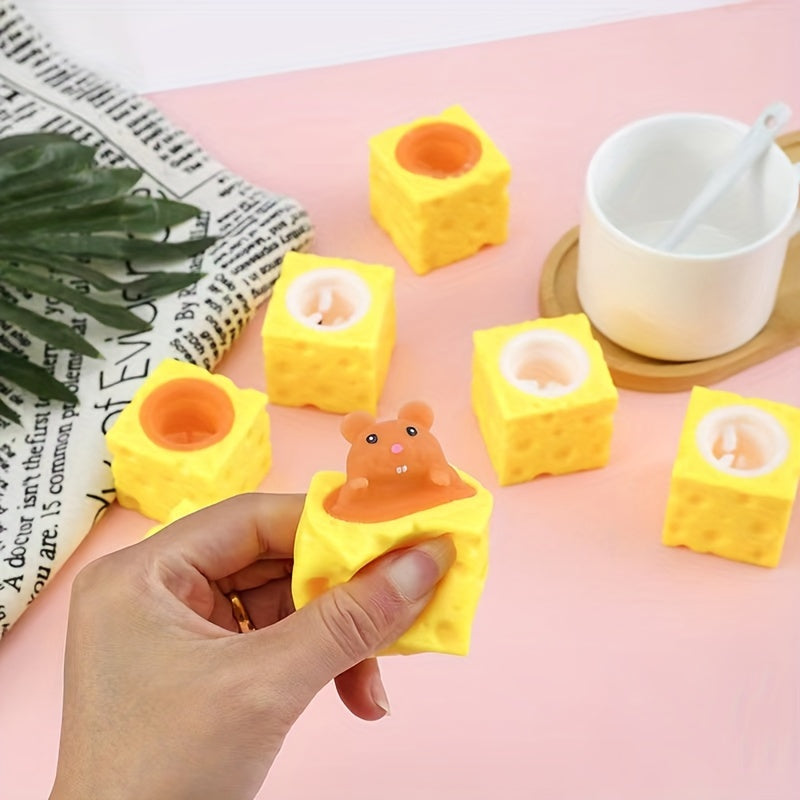 Stress-verlichtend Huisdier Kaas Muis Knijp Speelgoed | Leuk Stressbal Vent Squirrel Cup Grappig Fidget Speelgoed voor Kinderen en Volwassenen