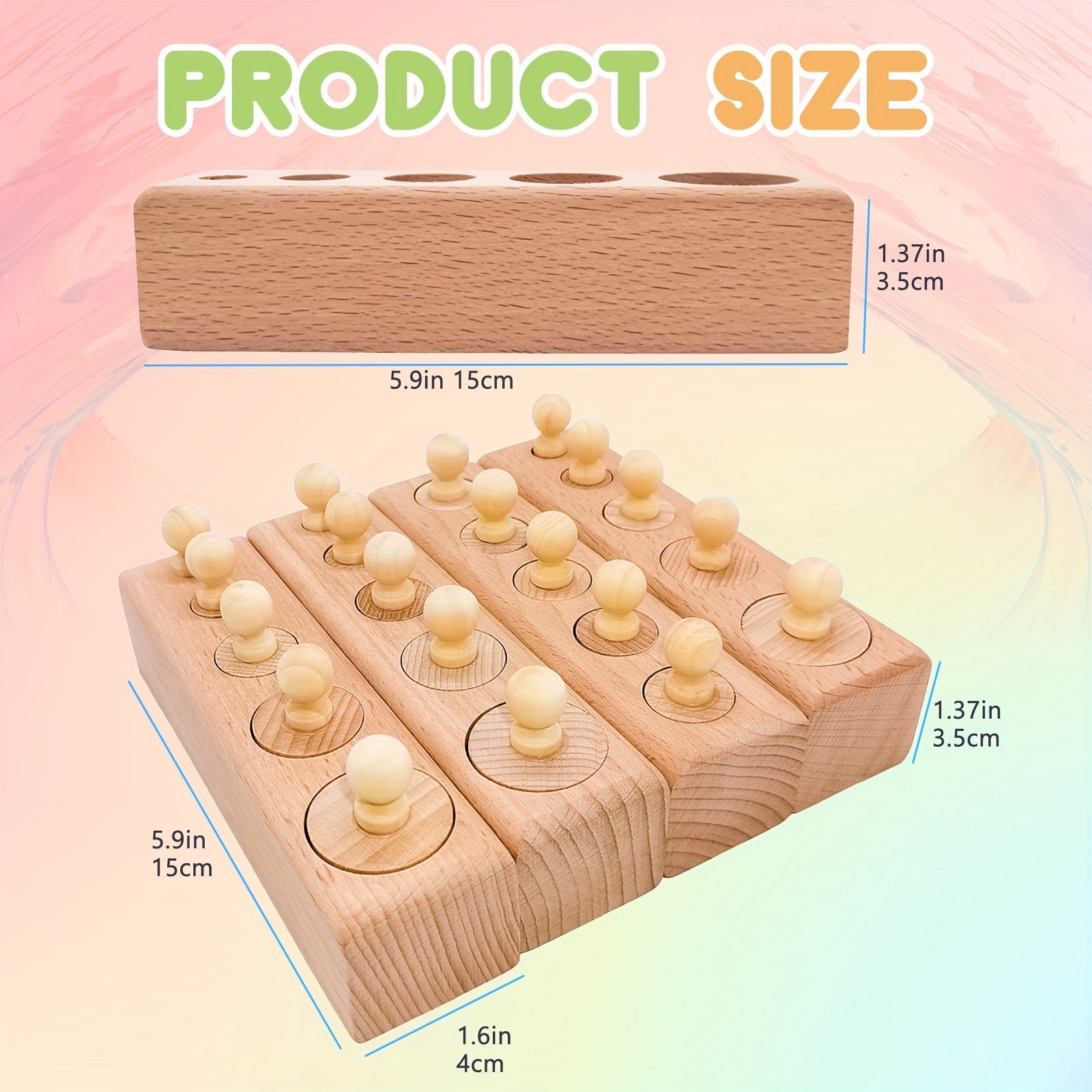 Houten Cilinderblokken Set | Sensory Speelgoed voor Kinderen (3+ Jaar)