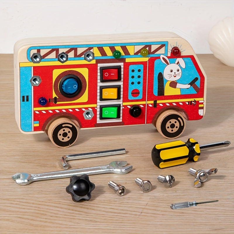 Interactief houten sensorisch bord met LED en schroevendraaier - educatief speelgoed voor kinderen