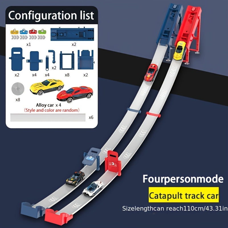 Racebaan Speelset voor Kinderen met 2 Banen en 4 Auto's - Educatief Bouwpakket en Interactief Spel voor Jongens en Meisjes - Perfect Verjaardagscadeau