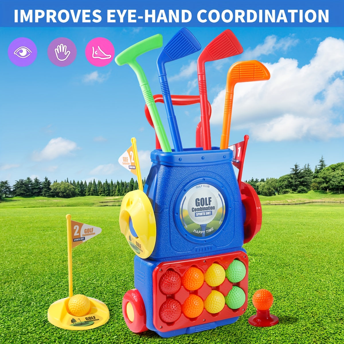 Golf Speelset voor Kinderen – Inclusief 8 Ballen, Golfbord en Mat, Indoor & Outdoor, Leuk voor Feestdagen