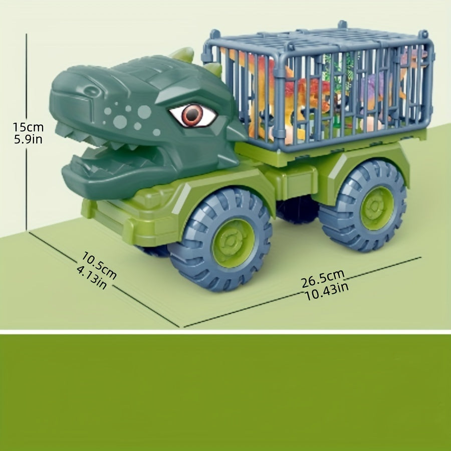 10.4-inch Dinosaurus Bouwvoertuig Speelgoed | Handmatig Duwbaar ABS Speelgoed | Weerbestendige Graafmachine/Kraan/Kiepwagen | Cadeau voor Jongens