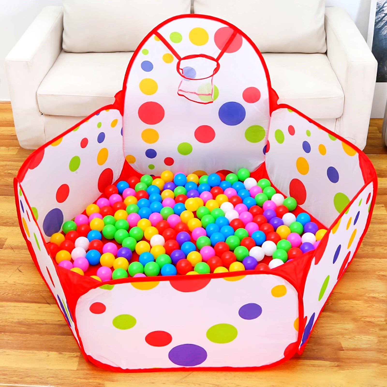 Pop-up Speeltent met Ballenbak & Basketbalring | Indoor & Outdoor Speelhuisje voor Kinderen