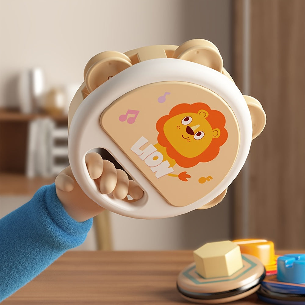 Adorable Leeuw Cartoon Rammelaar & Handtrommel Speelgoed | Ideaal voor Baby's Gripkrachttraining | Perfect voor Halloween & Kerstcadeaus