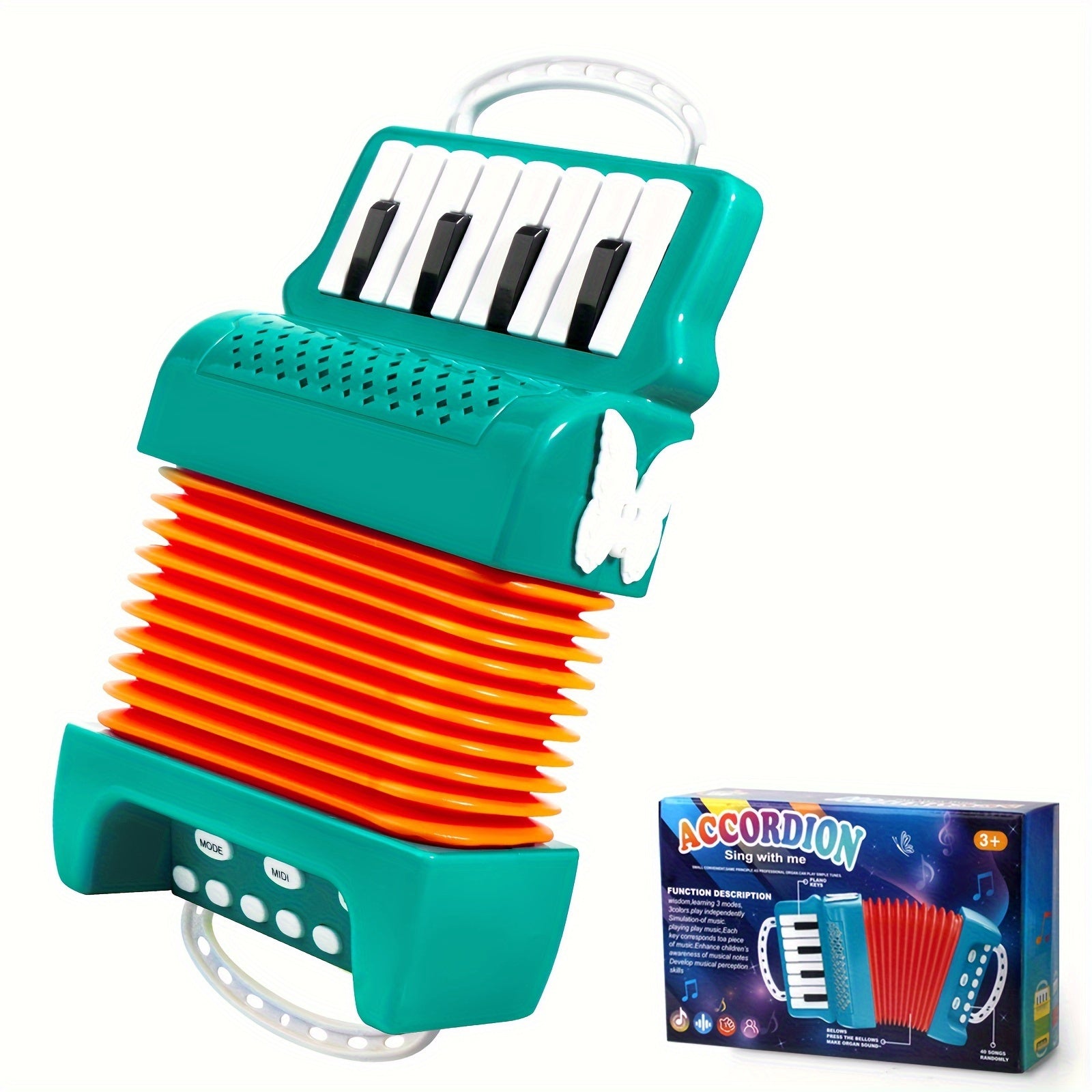 Kinderaccordeon speelgoed - 12-toetsen keyboard, 3 speelmodi, kerstcadeau