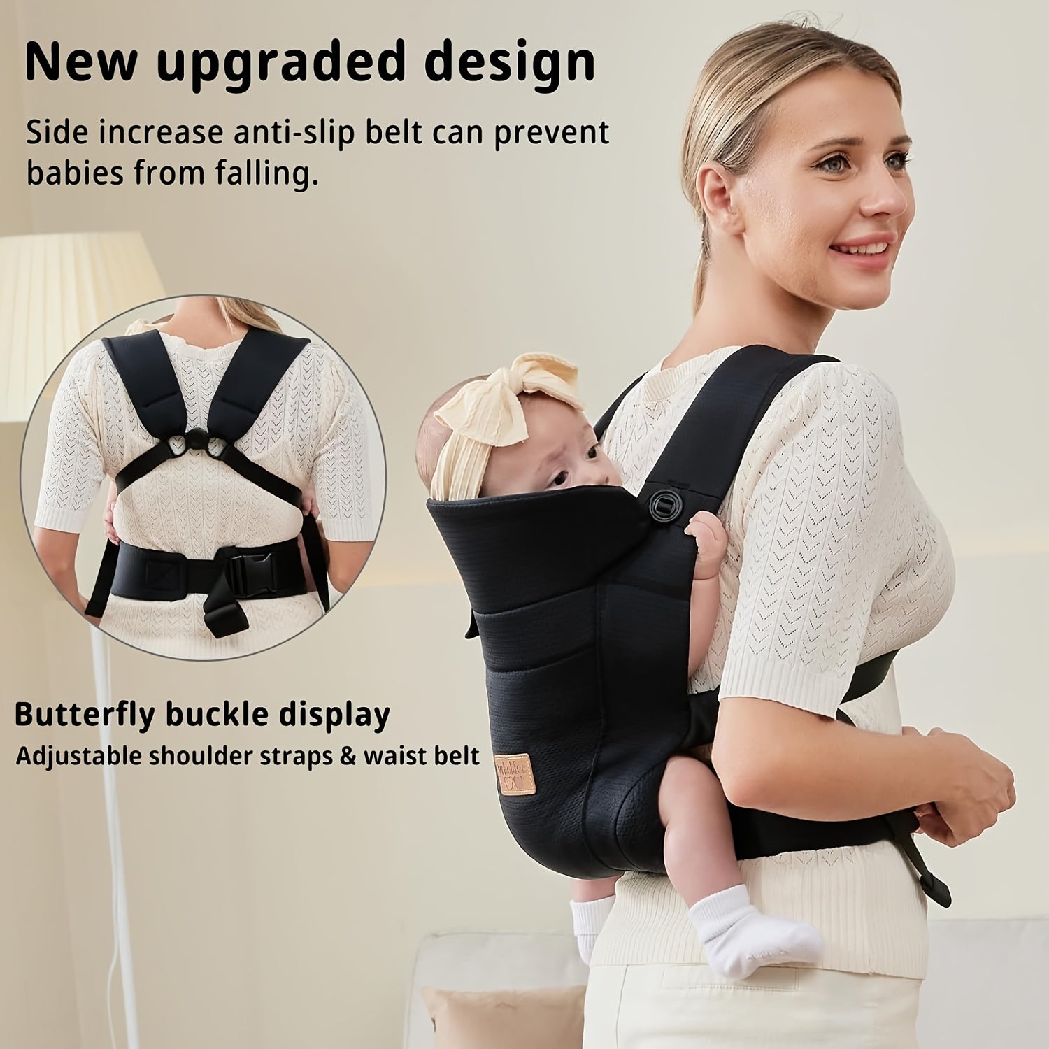 Ergonomische Baby Drager voor Pasgeboren tot Peuter - Verstelbare Draagzak met Hoofdkap voor Jongens en Meisjes - Ademende Stof voor Comfortabel Dragen