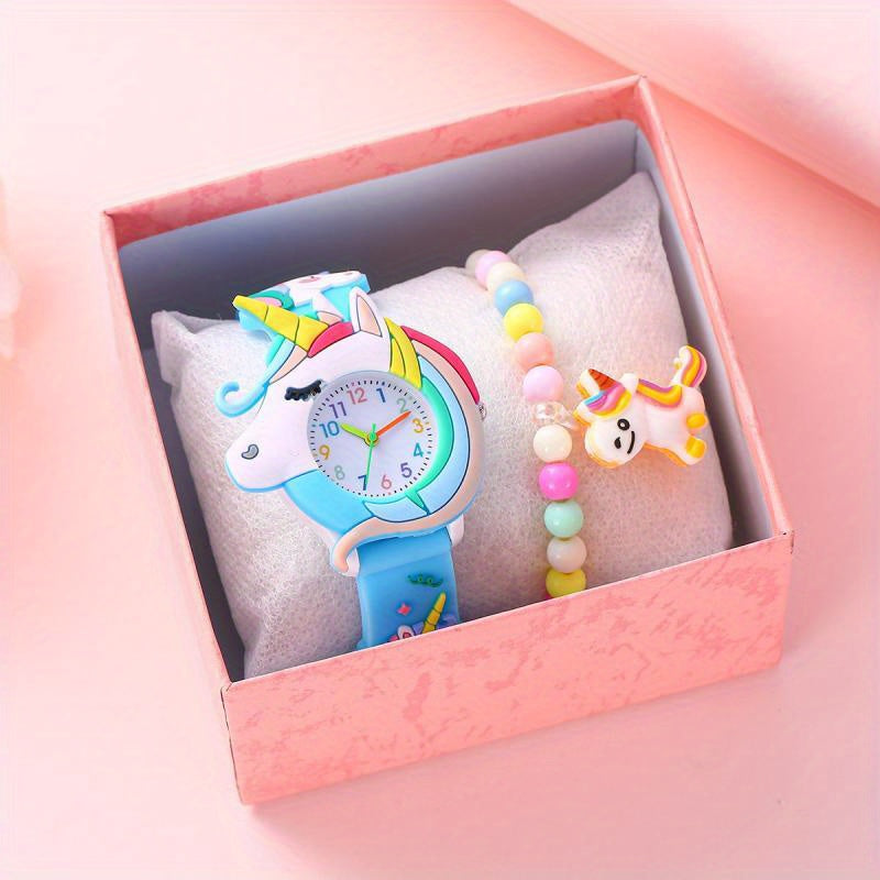 Eenhoorn Cadeauset (2 St.) | Horloge & rijstkraalarmband – Schattig cadeau