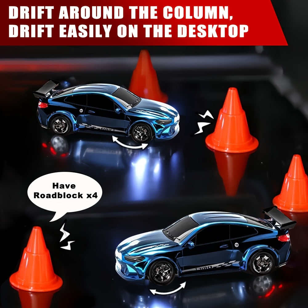 1/64 RC Drift Auto | 2.4GHz Afstandsbediening, LED, USB-C Snelladen, Raceauto