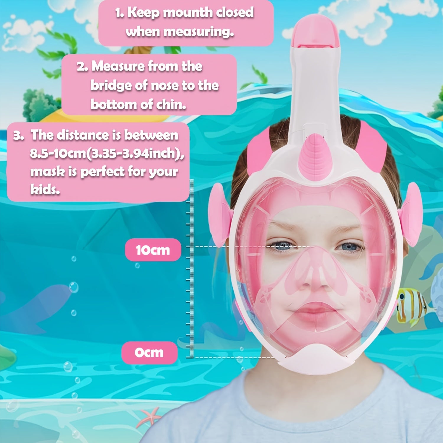 Full Face Snorkelmasker voor Kinderen - 180° Panoramisch Duikmasker met Cartoon Design voor Jongens en Meisjes - Zwem- en Duikbril Speelgoed