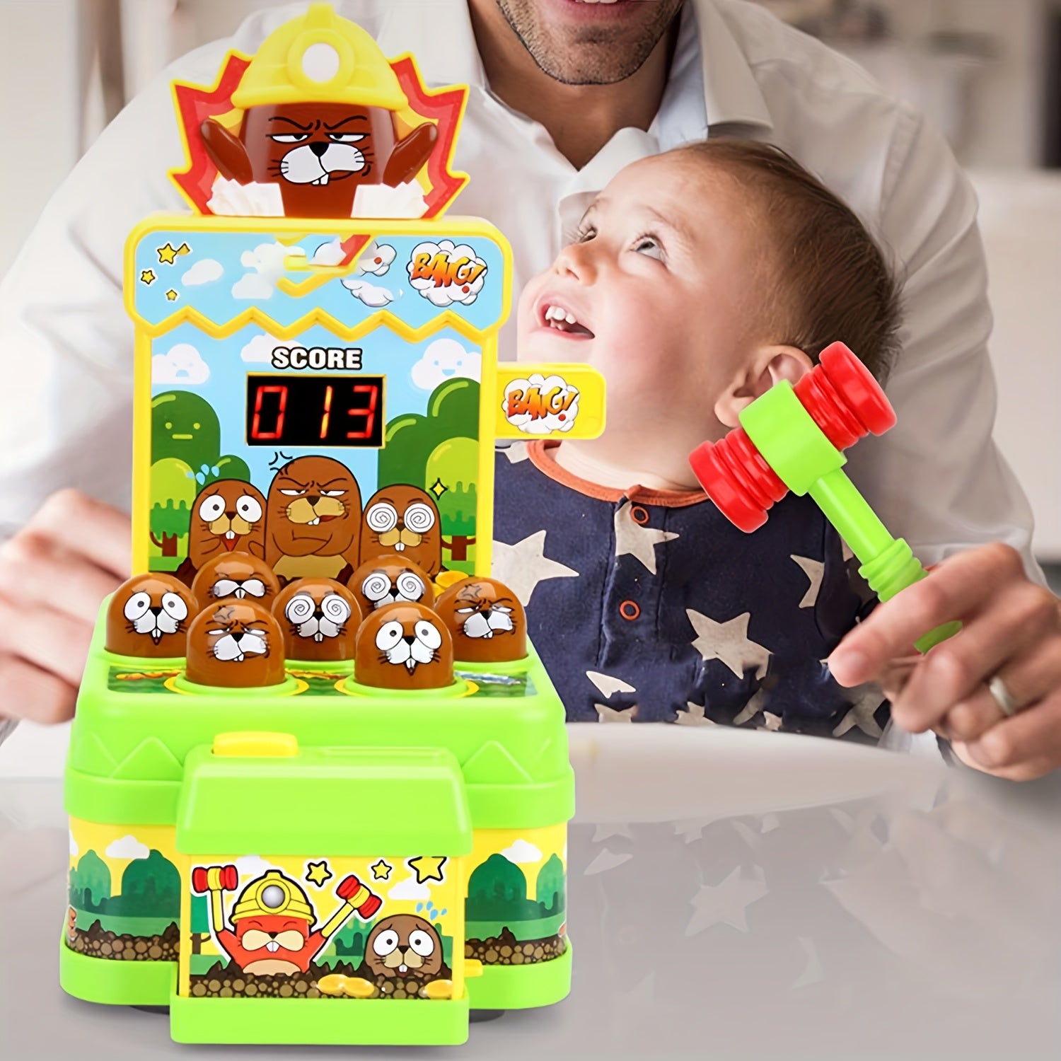 Whack-A-Mole Spel met 2 Hamers | Elektronisch Mini Arcade Speelgoed, Muzikaal Klopspel, Educatief Cadeau voor Kinderen 3-6+ Jaar