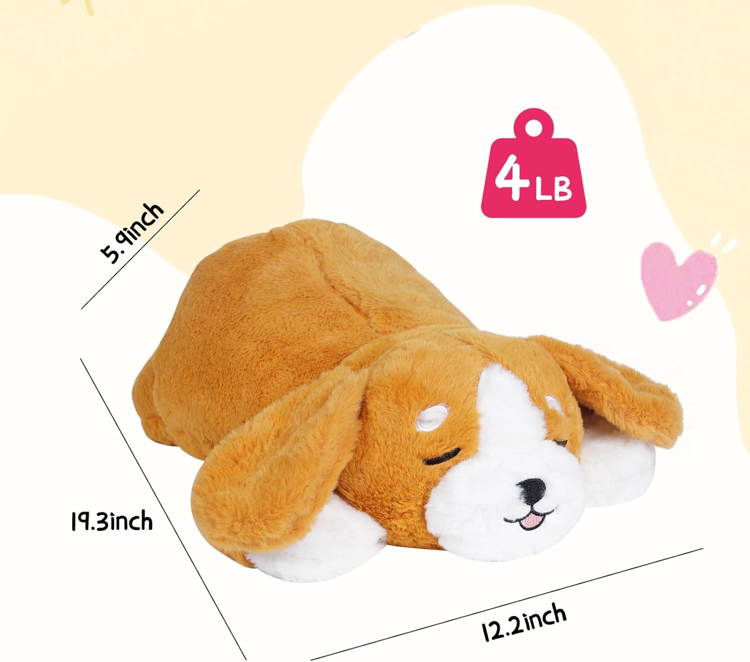 Gewogen Knuffelhond 20 Inch | Ademend Anti-Stress Pluche Speelgoed | Kalmerend Speelgoed voor Kinderen en Volwassenen