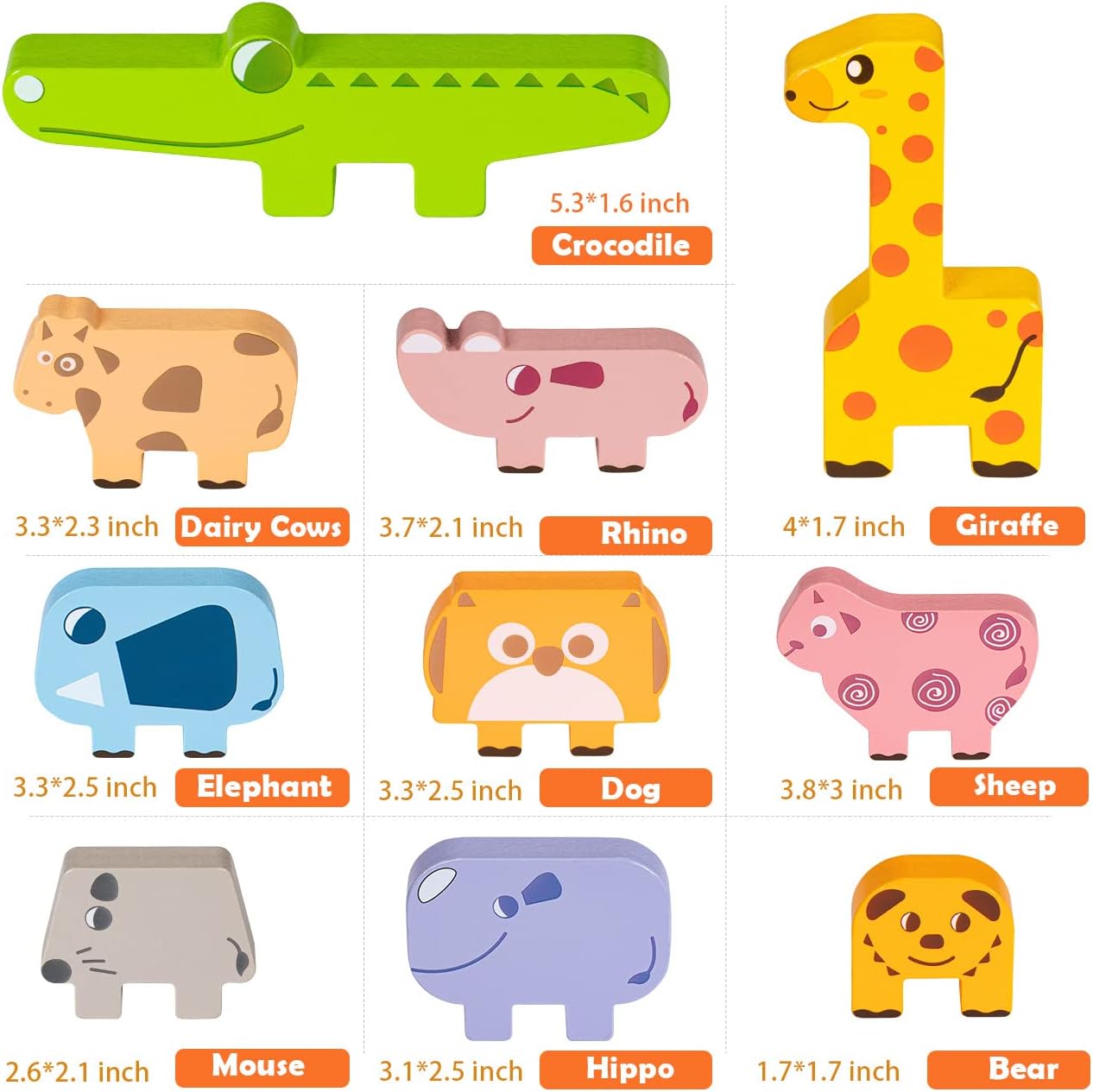 Montessori stapelblokken dieren | Houten bouw- & sorteerspel peuters 2-4 jaar