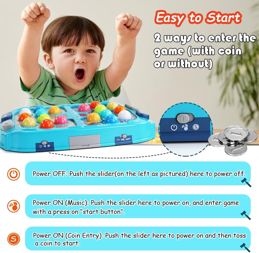 Whack-a-Mole spel | Interactief hamer spel met licht & geluid voor kinderen