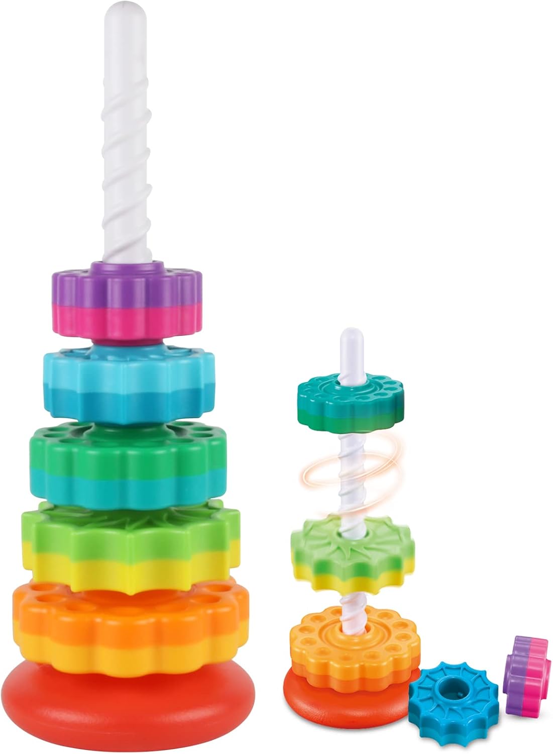 Stapeltoren Spel voor Baby’s | Regenboog Ring Stapelaar Montessori Speelgoed voor Baby’s van 6-12 Maanden