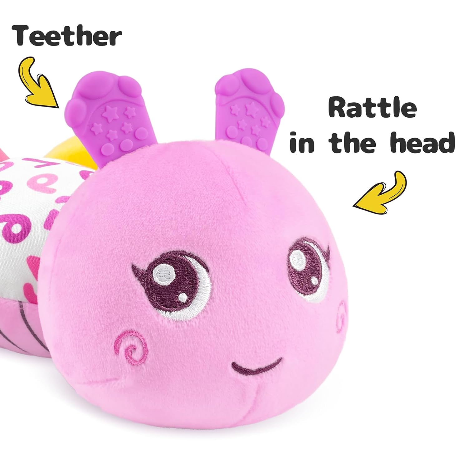 Pluche Musicale Rups voor Baby's | Multi-Sensorisch Activiteit Speelgoed met Kraakgeluiden, Rammelaar en Texturen - Speelmat voor 0-3-6-12 Maanden