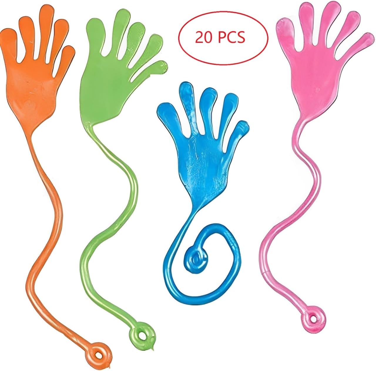 Sticky Handjes 20 Stuks – Rekbaar Sensorisch Speelgoed & Feestartikelen