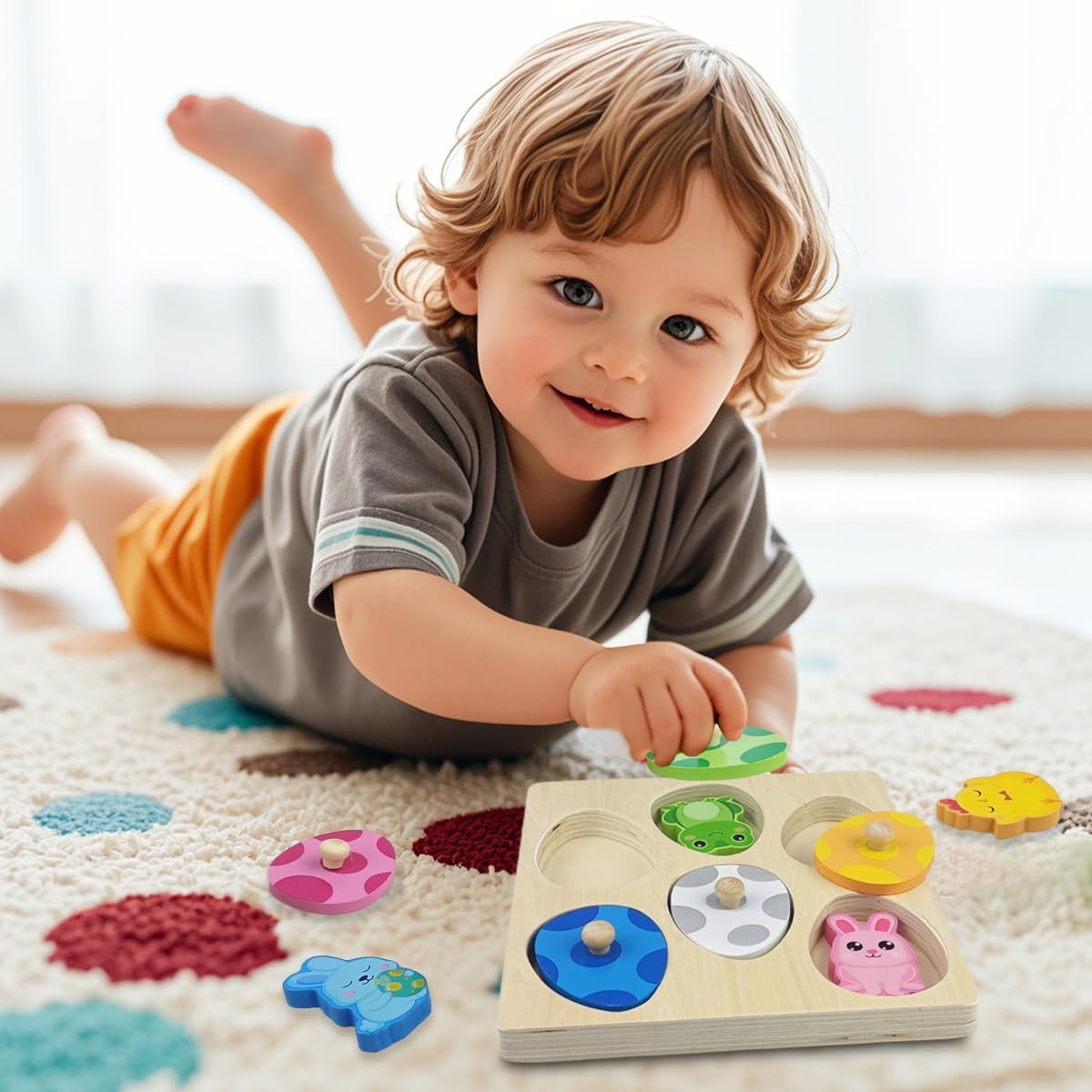 Montessori houten puzzel | Leer en speel met pompoenen