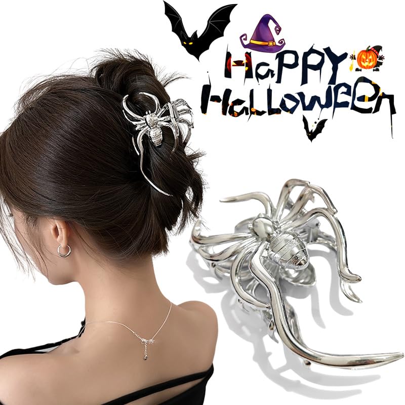 3 stuks spinnenweb schedel haarclips | Grote zwarte haaraccessoires
