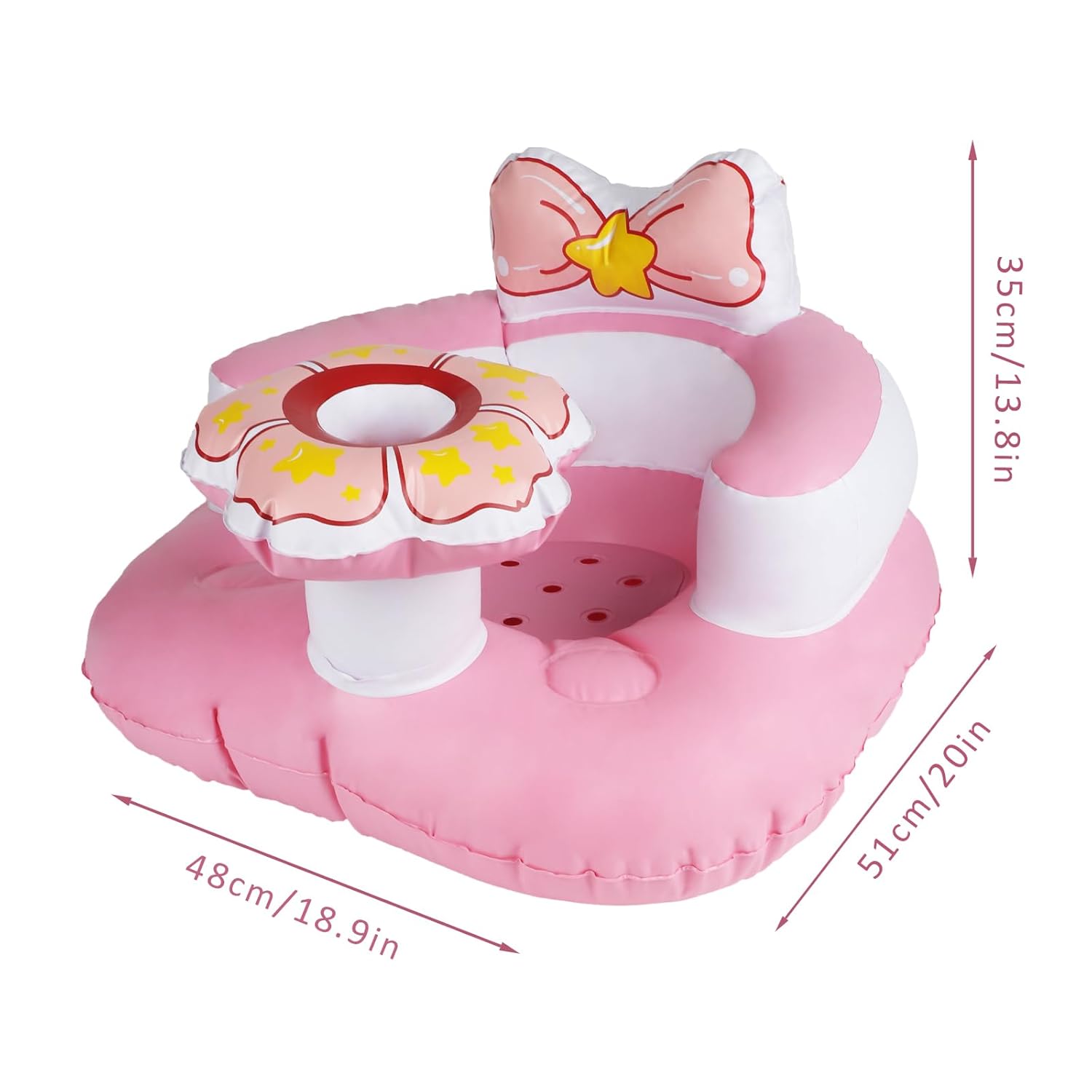 Multi-Functionele Opblaasbare Baby Zitstoel | Roze Vloerstoel voor Baby's met Ingebouwde Luchtpomp vanaf 6 Maanden