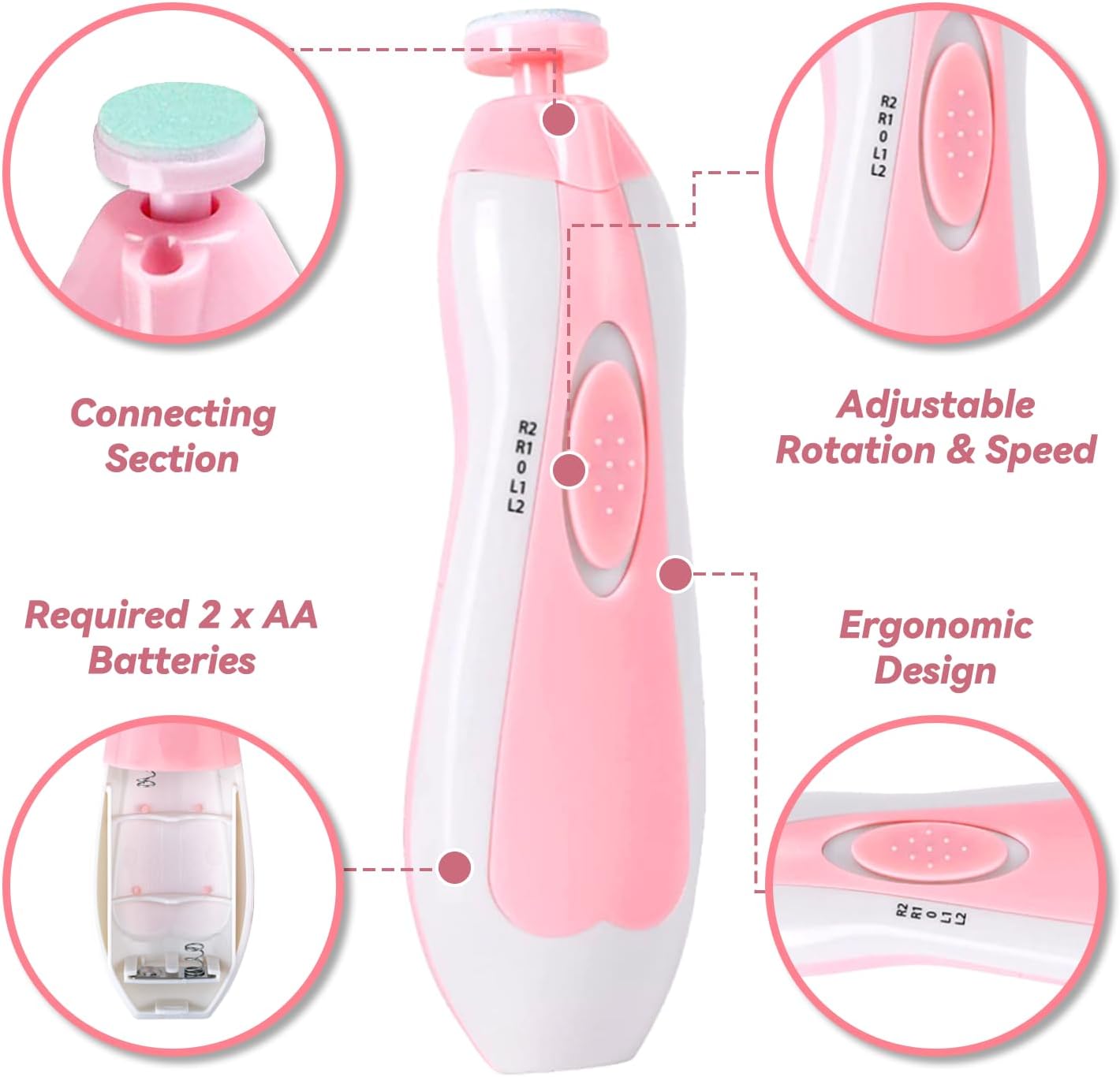 Elektrische baby nageltrimmer | 6-in-1 nagelvijl & manicure set voor baby en volwassenen