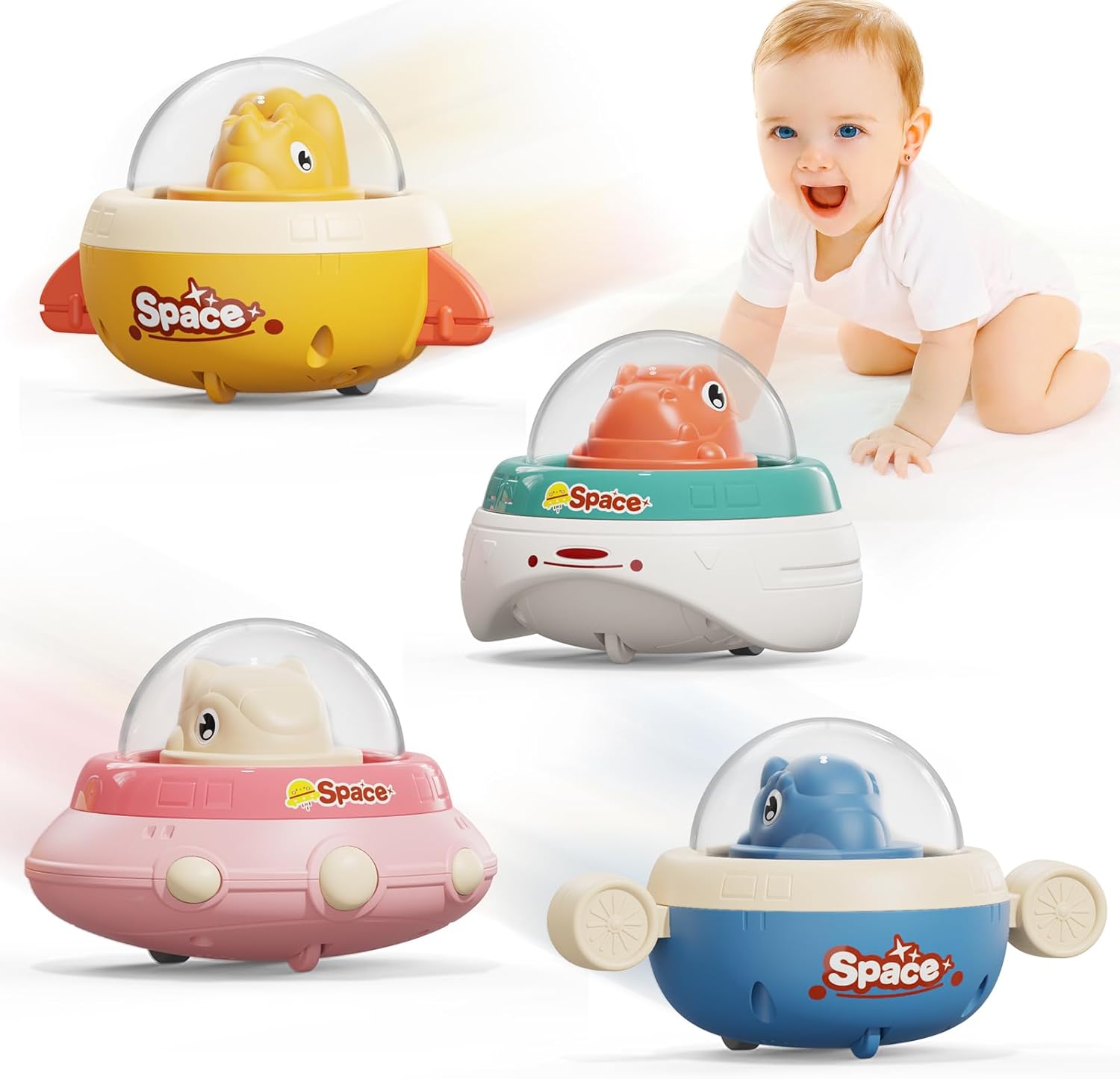 Dier-Thema Druk & Ga Auto's | Baby Speelgoed 6-36 Maanden | Perfect voor Reizen of Speeltijd