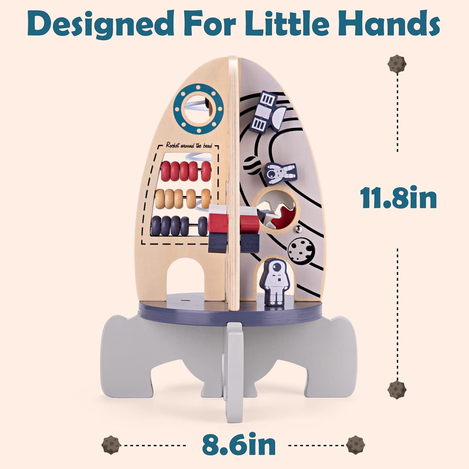 Ruimteraket Activiteitenkubus | Montessori Speelgoed 1+ Jaar | Sensorisch Educatief Druk Bord Cadeau