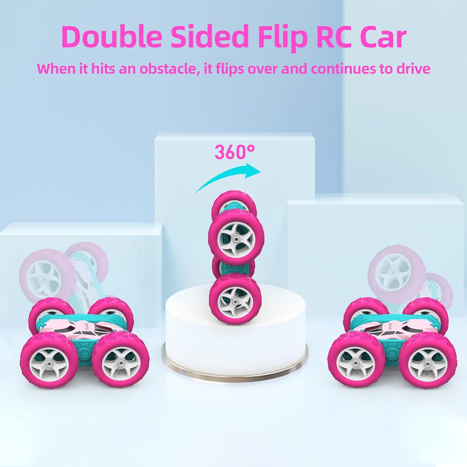 RC Stuntauto Kinderen 360° Rotatie – 4WD Dubbelzijdige Afstandsbediening Racewagen met LED Verlichting – Oplaadbaar Speelgoed Jongens Meisjes 6-12 Jaar