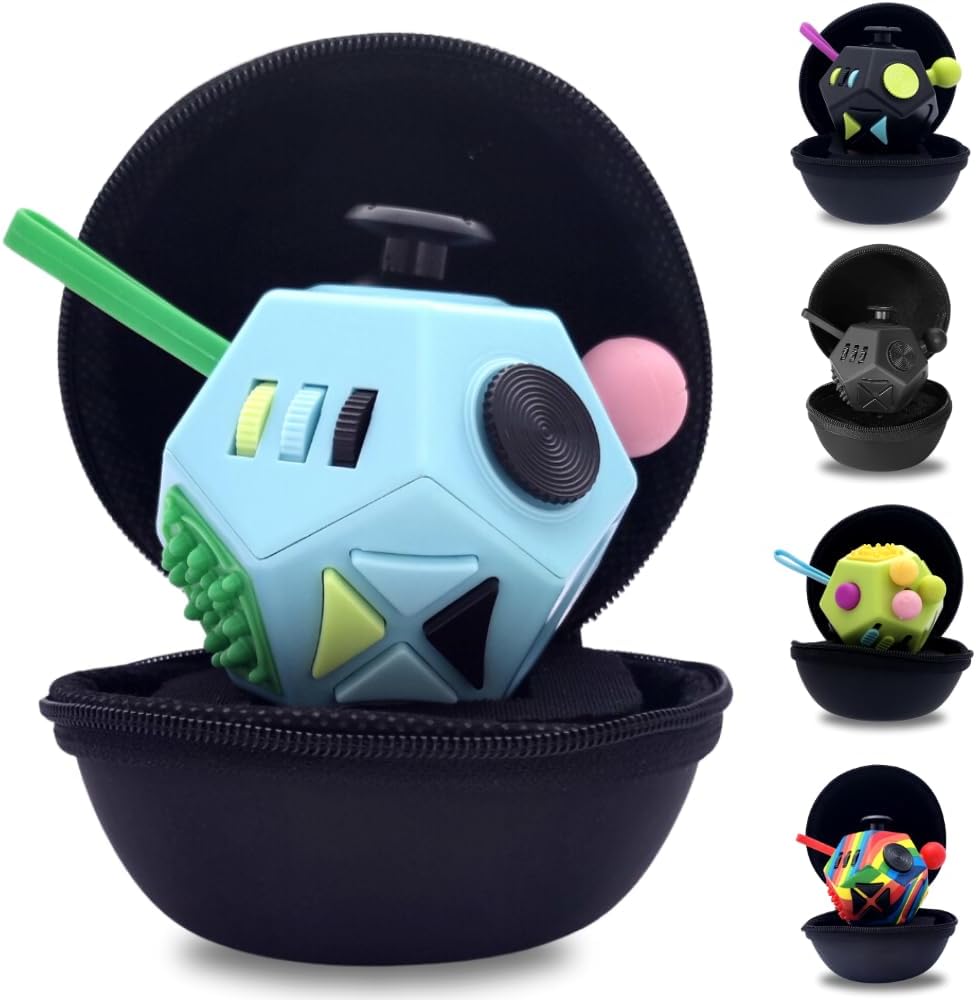 Fube Fidget Cube – 6-zijdige Anti-Stress Kubus met Etui, Kinderen & Volwassenen
