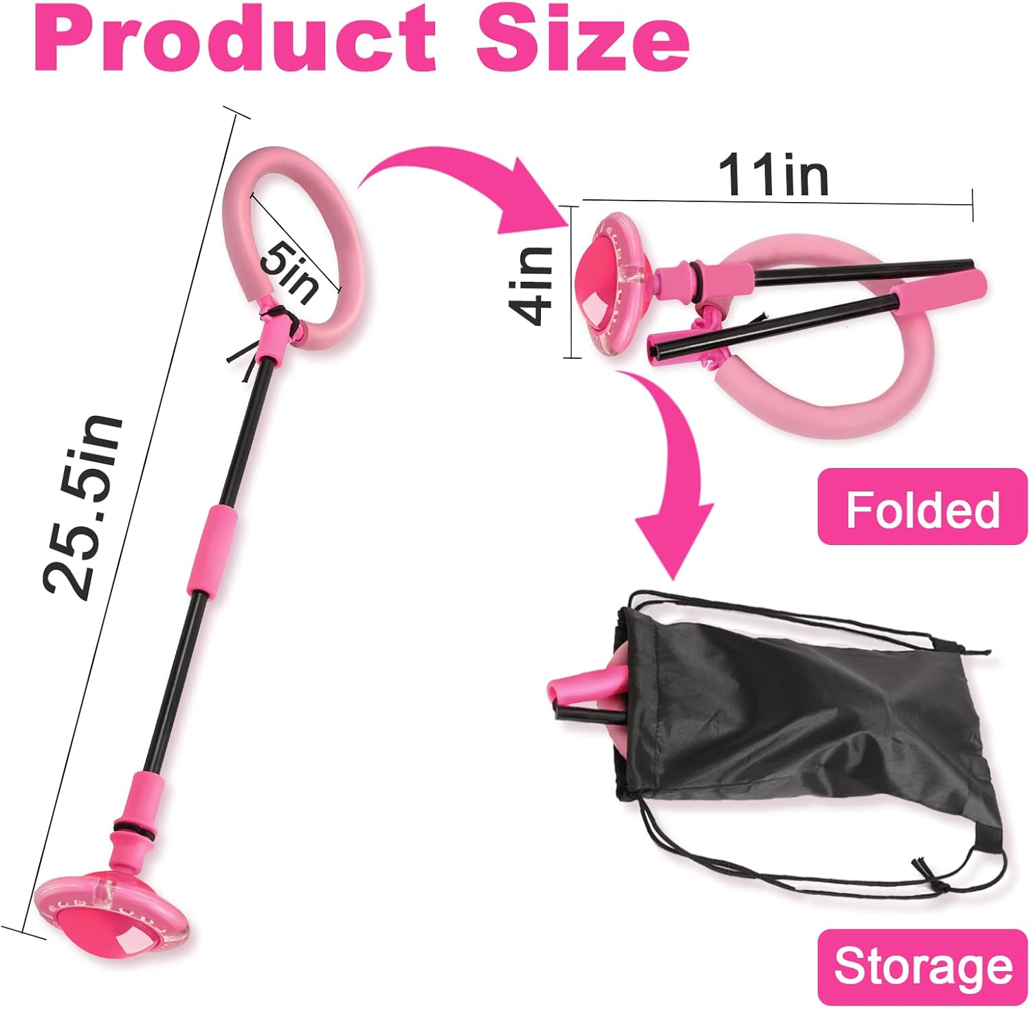 Springbal met lichtwiel | Opvouwbare kleurrijke fitnessbal voor kinderen & volwassenen