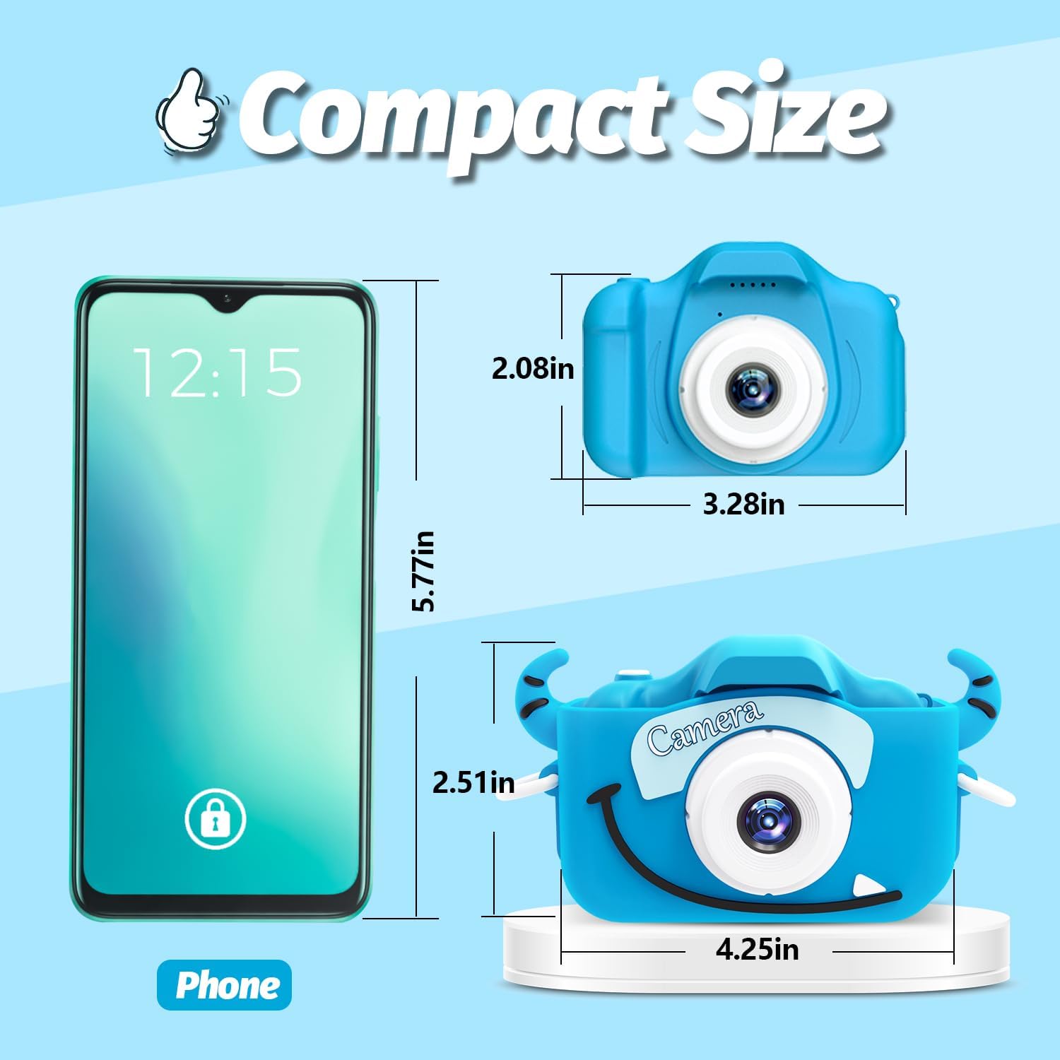 Kindercamera digitaal | Cartoon videocamera met zachte hoes & 32G SD-kaart inbegrepen