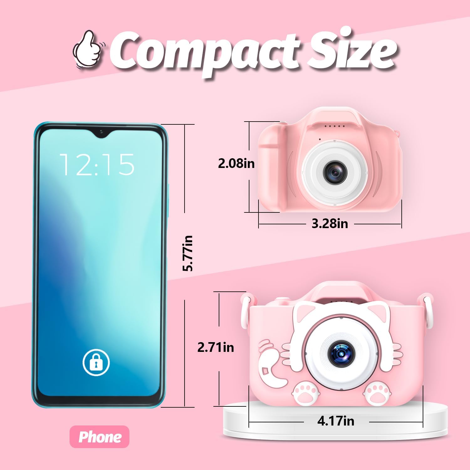 Kindercamera digitaal | Cartoon videocamera met zachte hoes & 32G SD-kaart inbegrepen