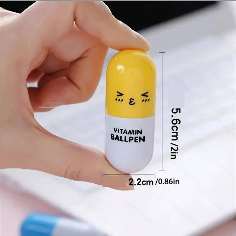 Novelty Vitamin Balpen | Inklapbare Cartoon Expressie Pen | Grappig Schrijfcadeau