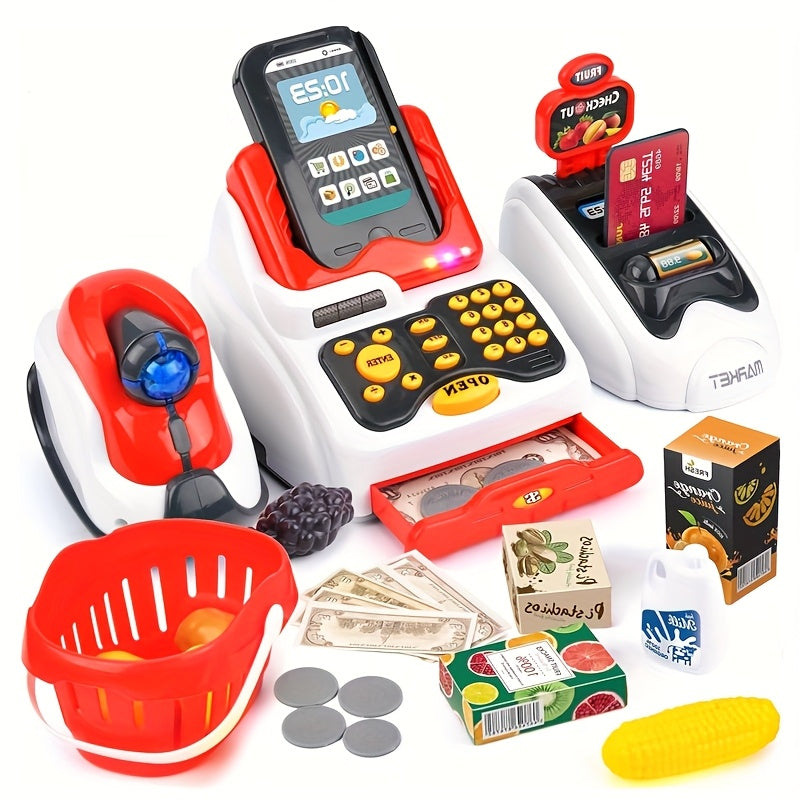Kassa Supermarkt Speelset voor Kinderen | Interactieve Winkel met Scanner, Mandje en Nepgeld – Educatief Rollenspel Speelgoed