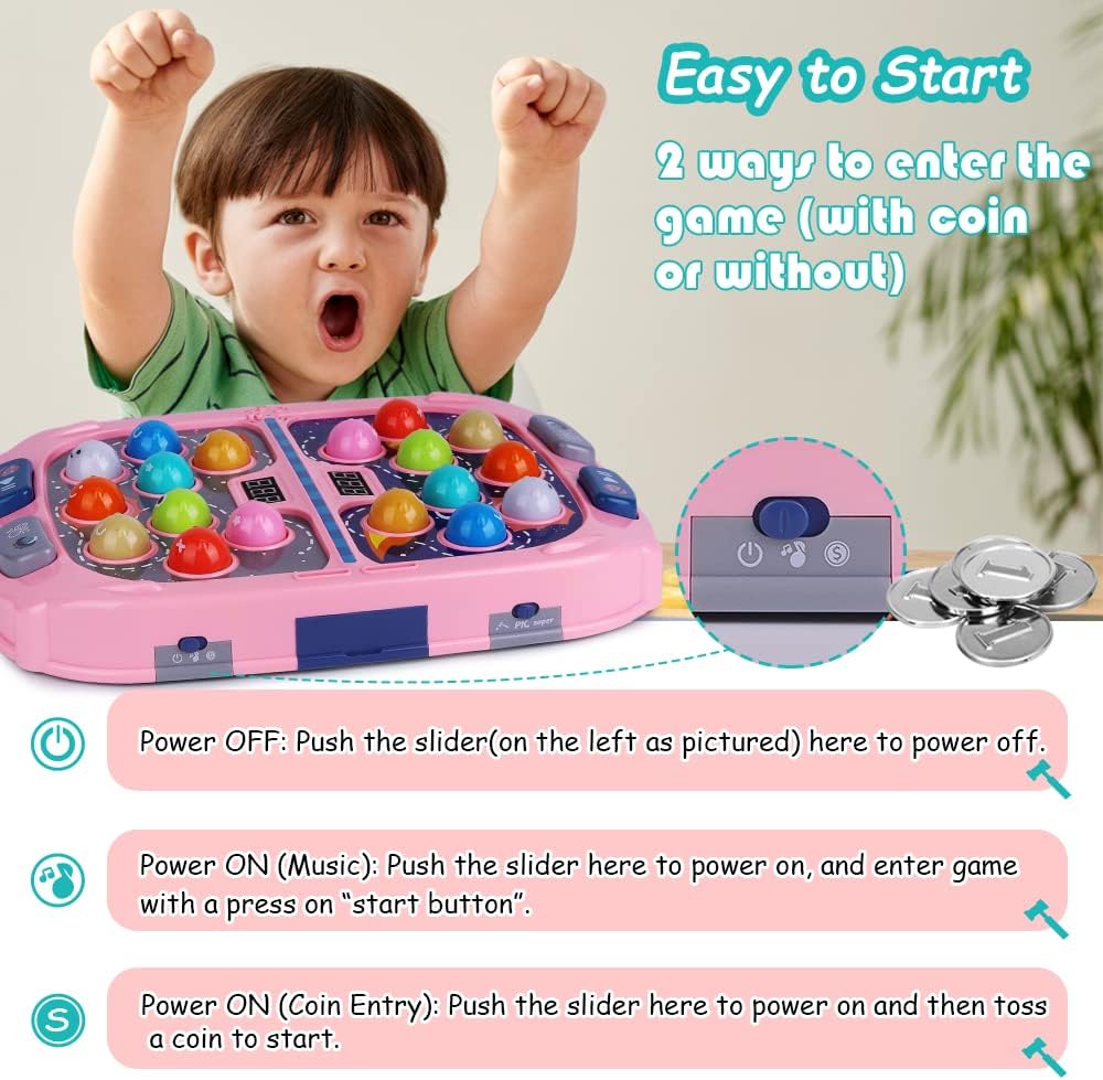 Whack-a-Mole spel | Interactief hamer spel met licht & geluid voor kinderen