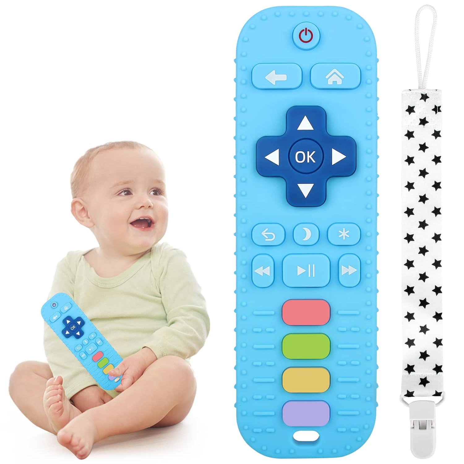 Tandjesverlichting Baby Bijtspeelgoed | TV Afstandsbediening Vorm Bijtring voor Baby's 3-24 Maanden