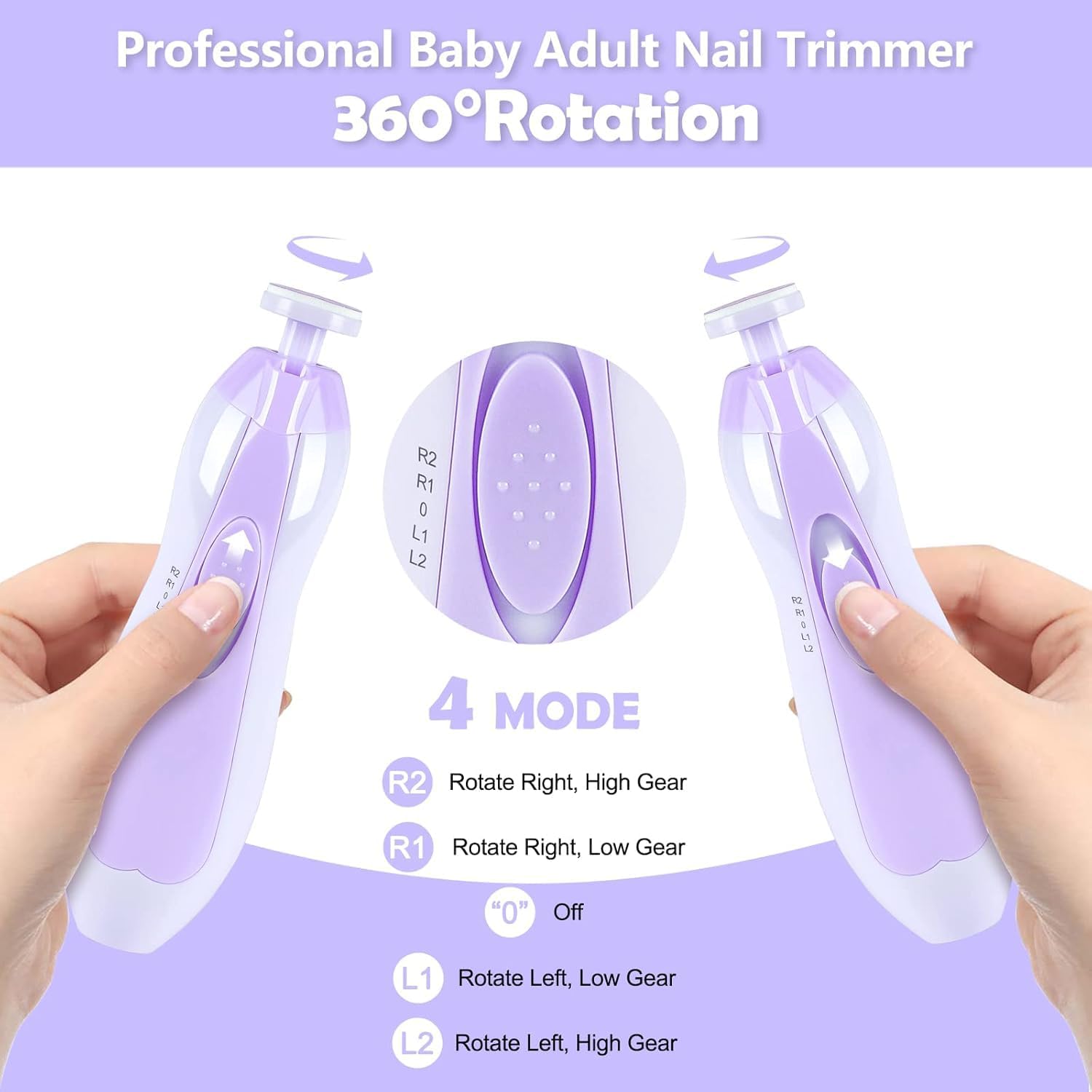 Elektrische baby nageltrimmer | 6-in-1 nagelvijl & manicure set voor baby en volwassenen