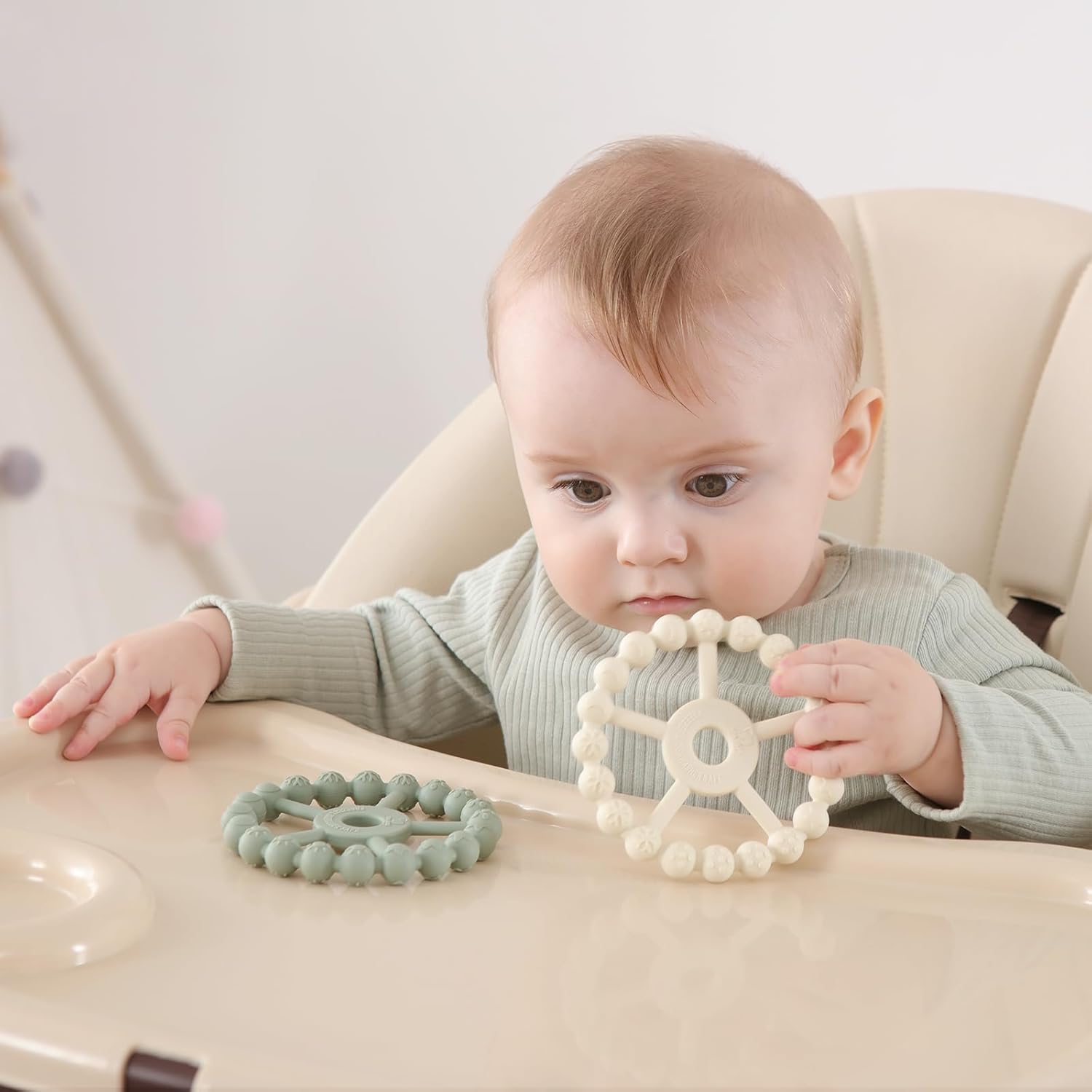 3 Stuks Siliconen Bijtringen voor Baby's van 0-24 Maanden - Zacht Bijtspeelgoed met 5 Texturen voor Jongens en Meisjes - Pijnverlichting bij Doorkomende Tandjes