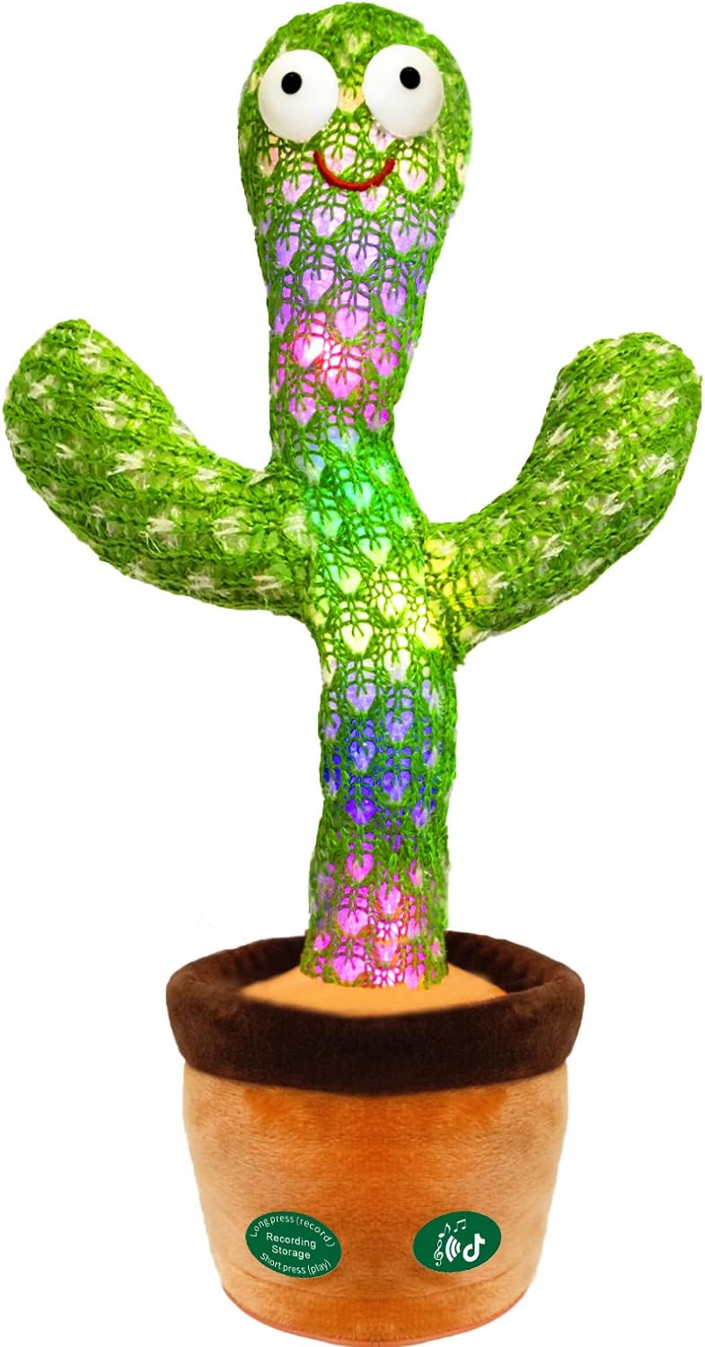 Dansende en Pratende Cactus met LED l  120 Liedjes met opnamen functie voor 15 Liedjes