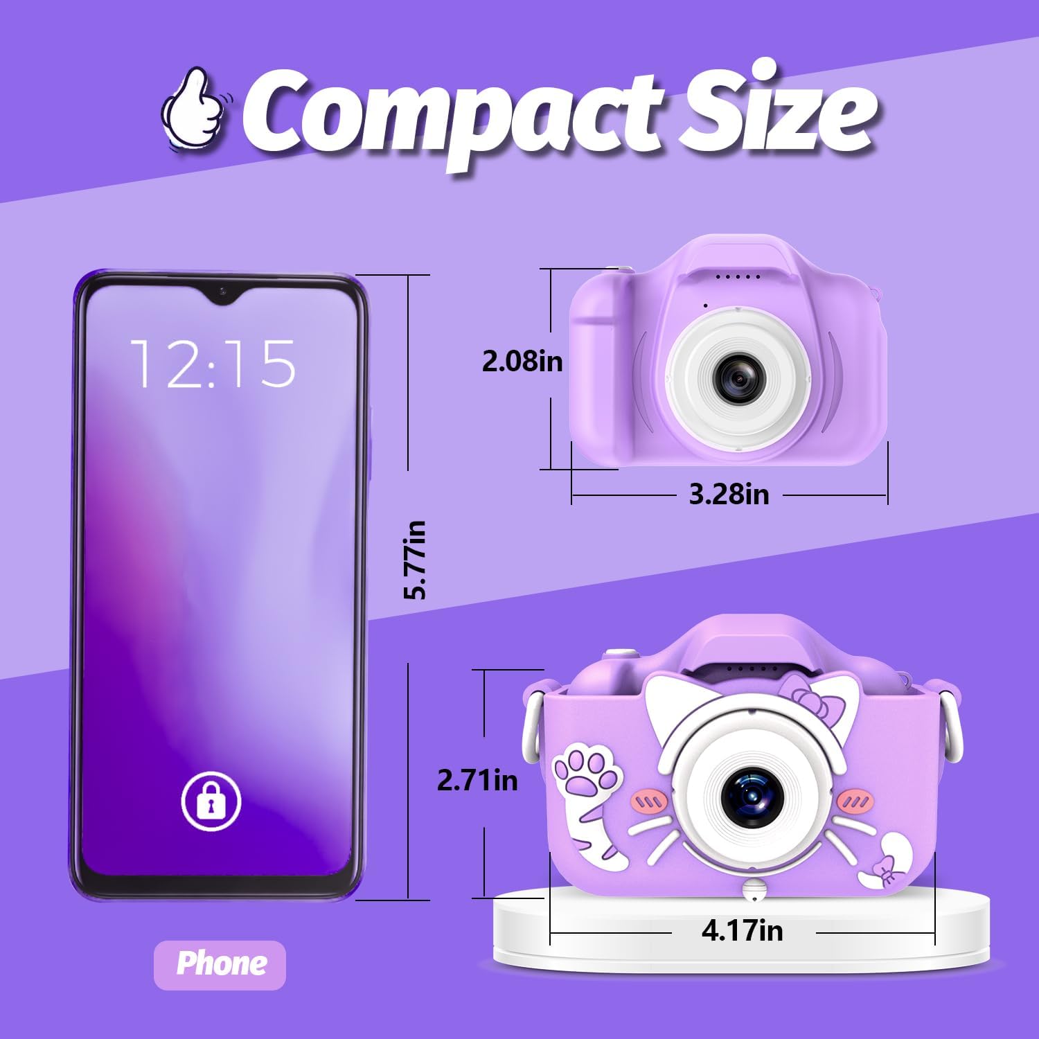 Kindercamera digitaal | Cartoon videocamera met zachte hoes & 32G SD-kaart inbegrepen