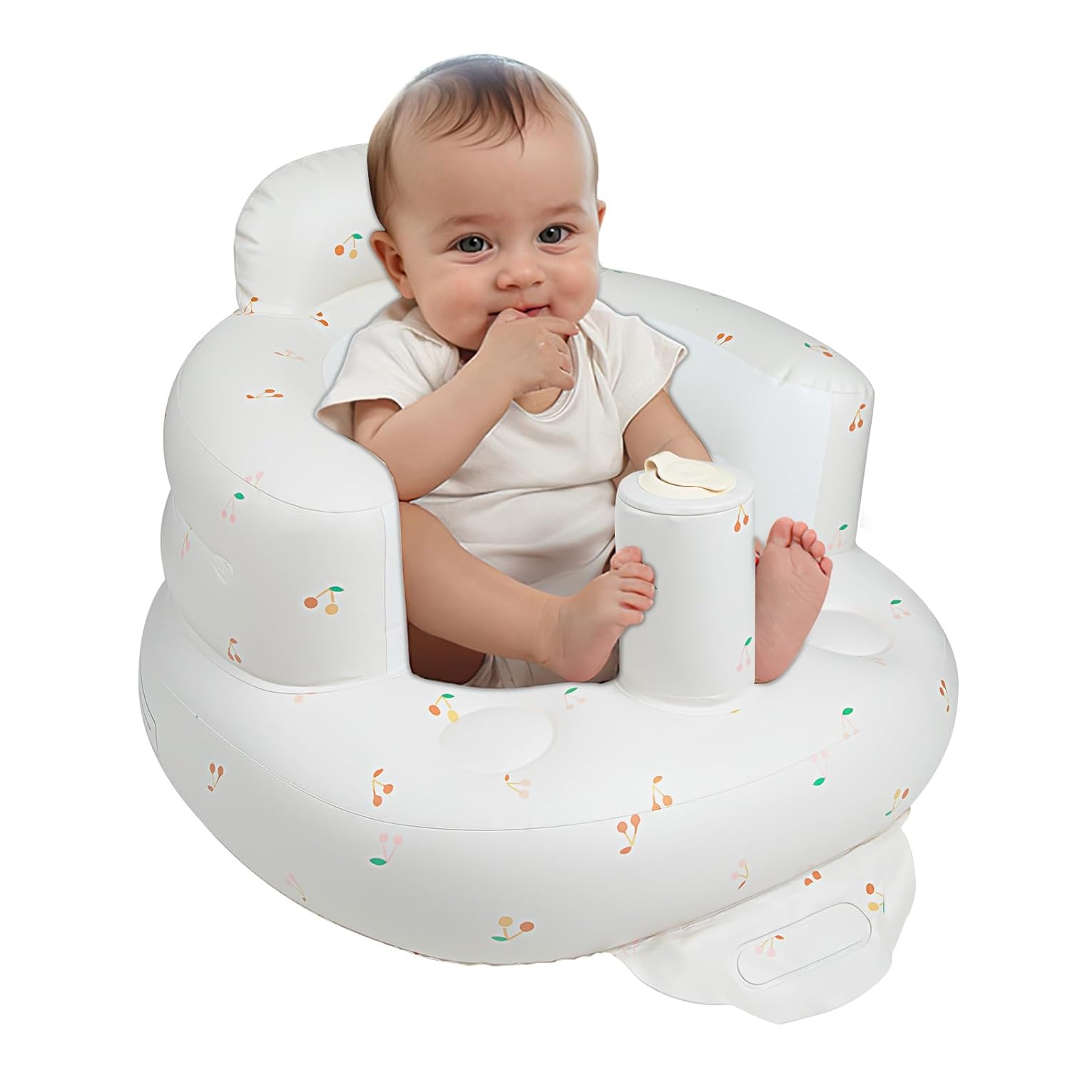 Opblaasbaar babyzitje voor baby's vanaf 3 maanden l met ingebouwde luchtpomp - Beer Patroon